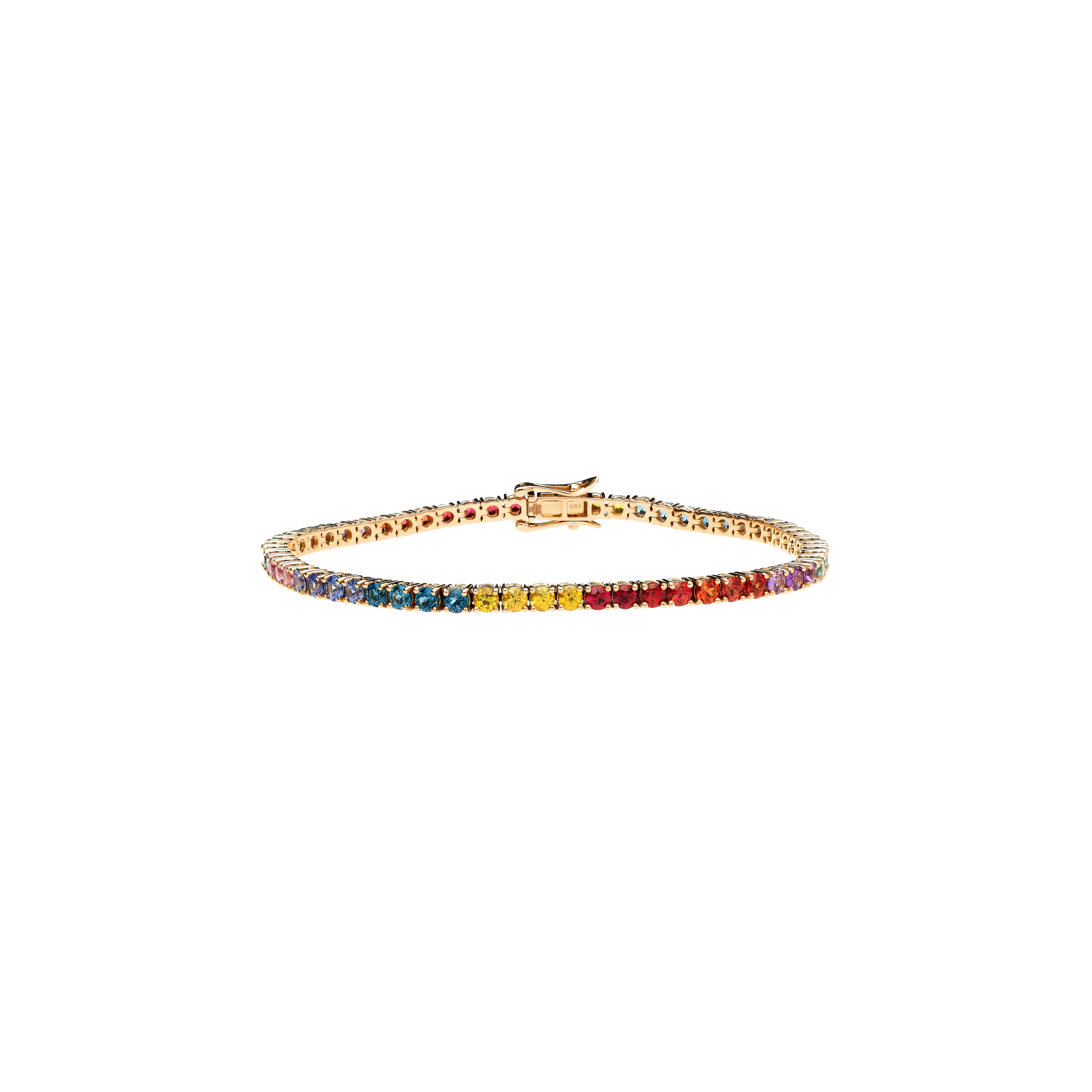 BRACCIALE TENNIS RAINBOW IN ORO ROSA CON ZAFFIRI MULTICOLOR - AB2086/MCS