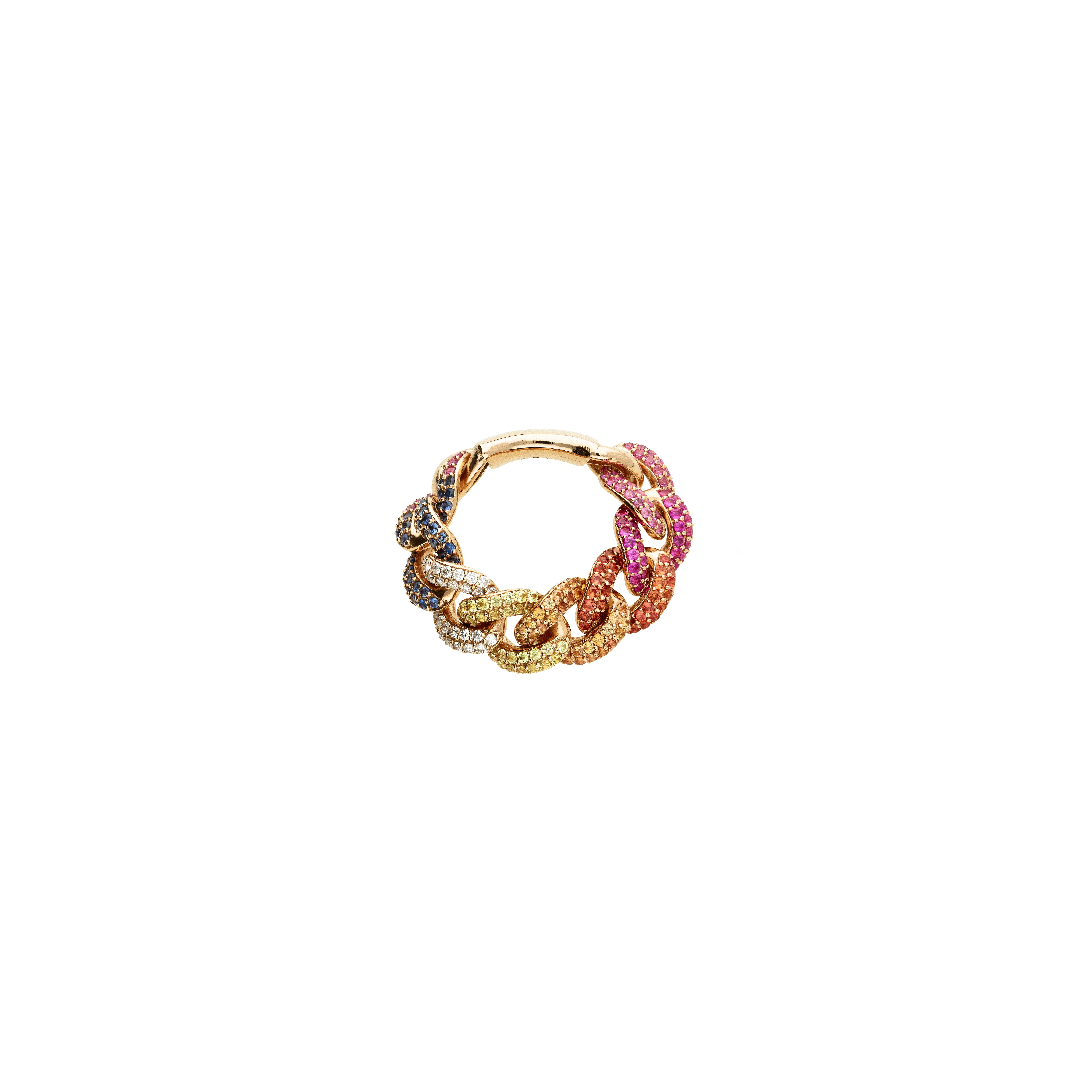 ANELLO RAINBOW A MAGLIE MORBIDE IN ORO ROSA CON ZAFFIRI MULTICOLOR E DIAMANTI - AR2461/MCS