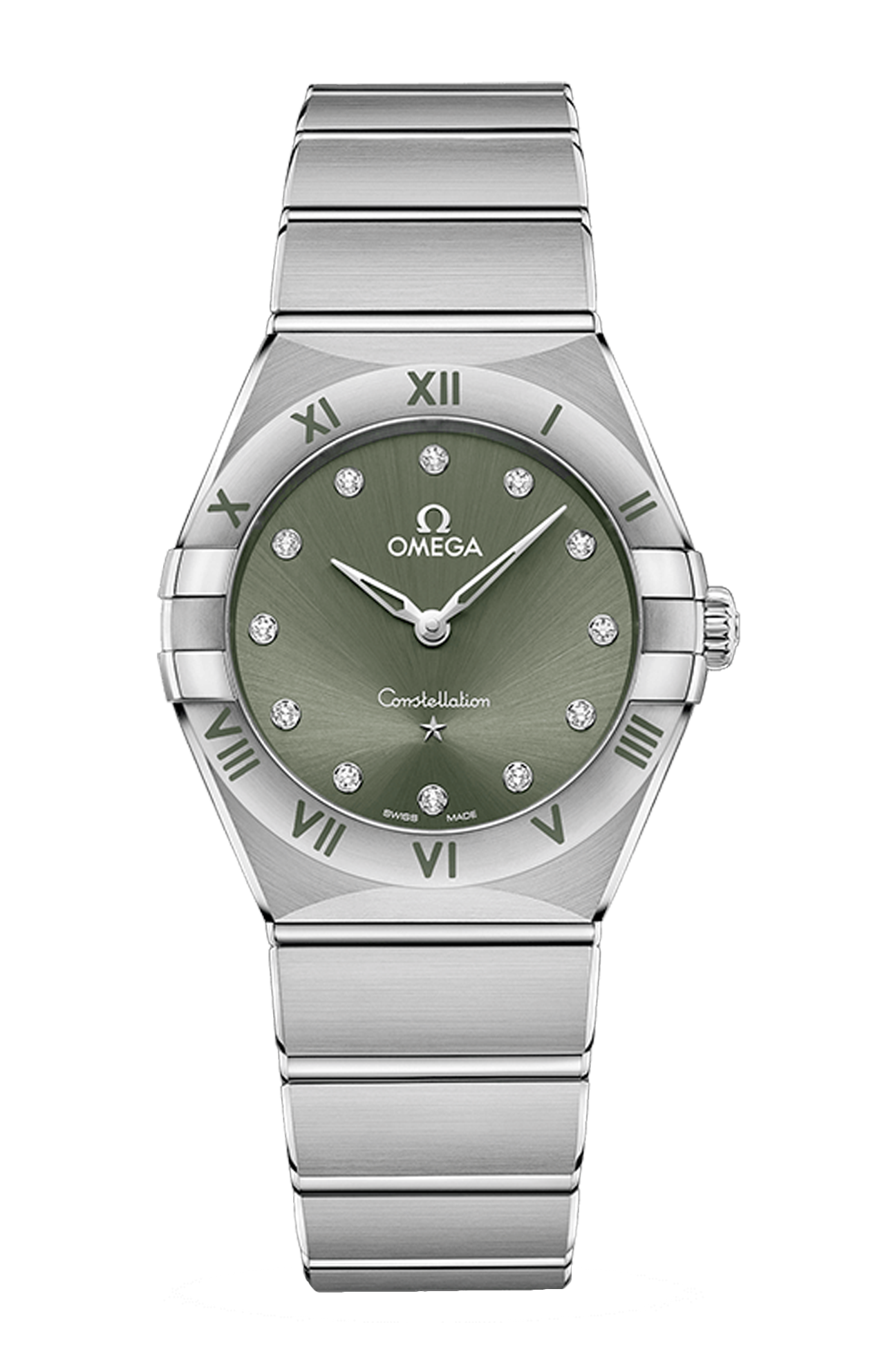 CONSTELLATION QUARTZ 28 MM QUADRANTE VERDE E INDICI DIAMANTI BIANCHI - 131.10.28.60.60.001