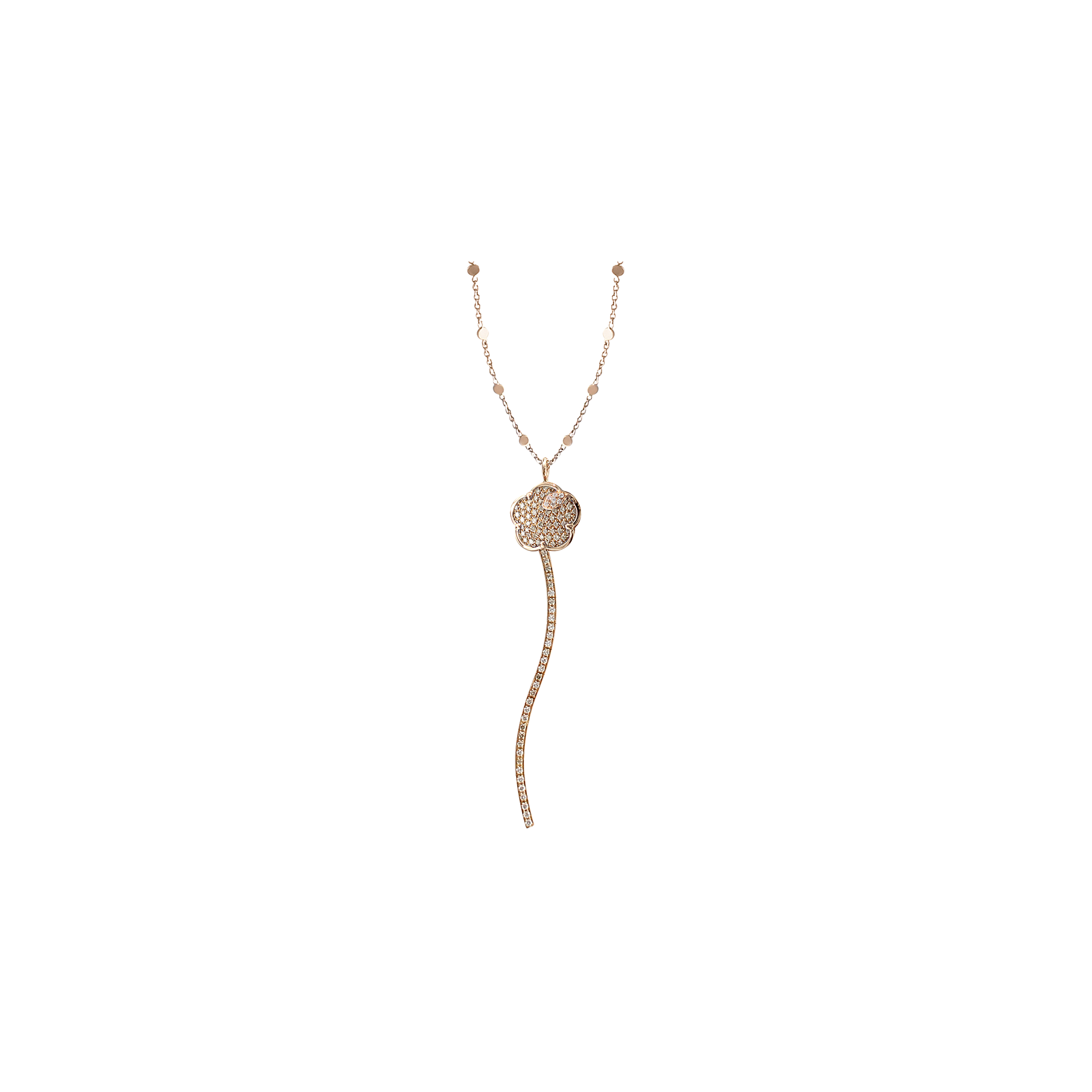 COLLANA TON JOLI IN ORO ROSA CON FIORE PENDENTE IN PAVÈ DI DIAMANTI - 16016R - 16016R