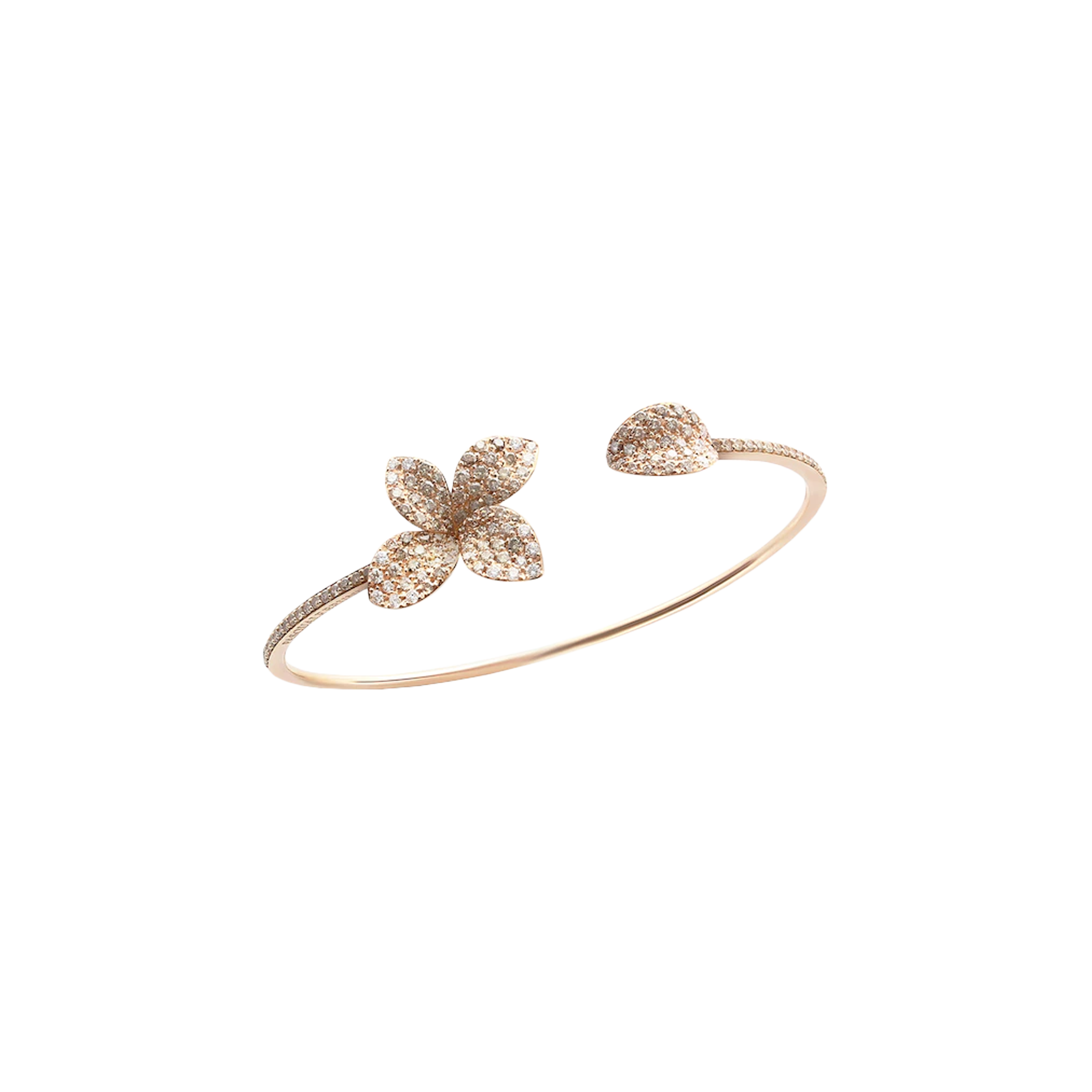 BRACCIALE PETIT GARDEN IN ORO ROSA, FIORE E FOGLIA IN PAVÈ DI DIAMANTI - 15434RX - 15434RX