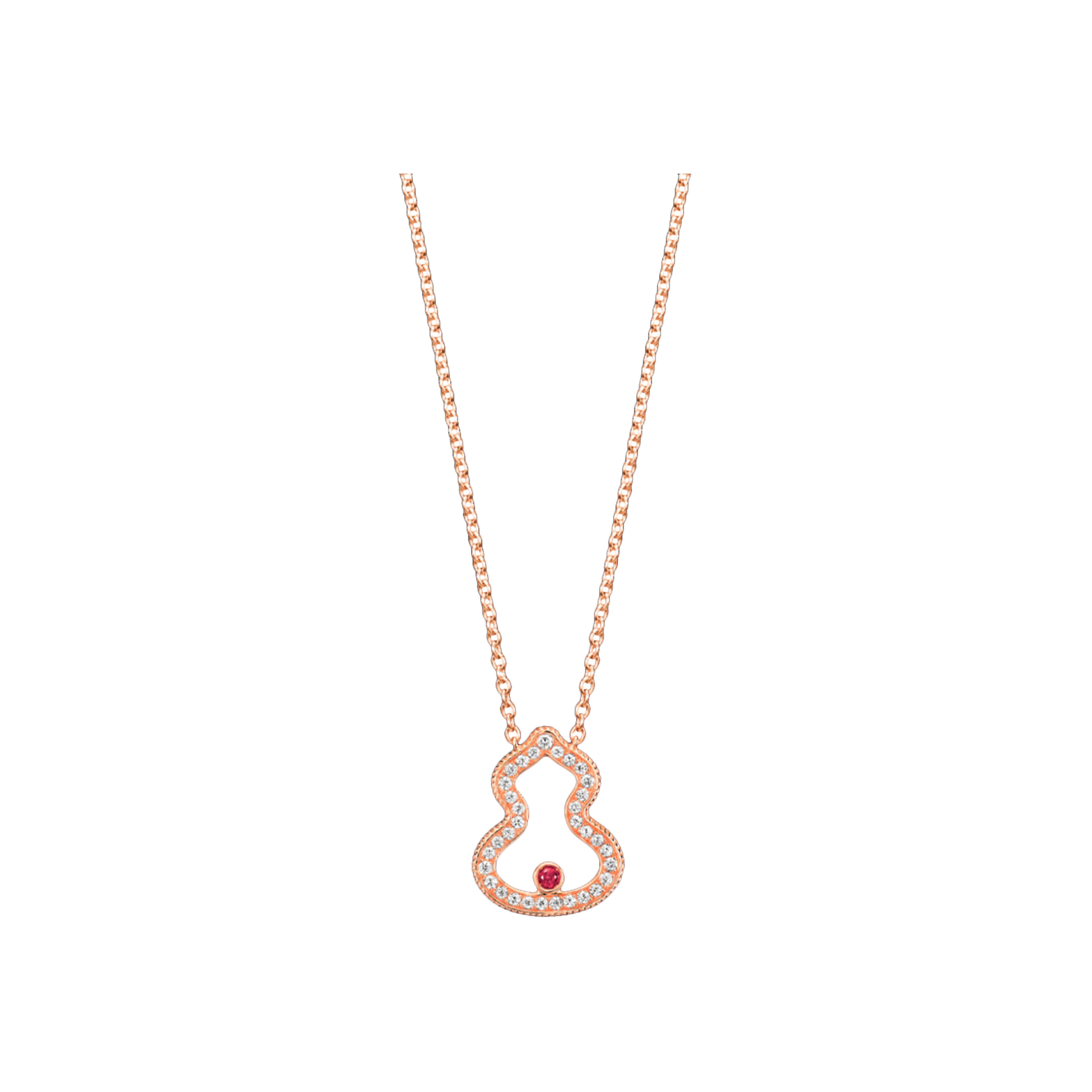 COLLANA WULU IN ORO ROSA CON DIAMANTI E RUBINI - WU-030-LGNL-RGDRU - WLN30AKRGRU