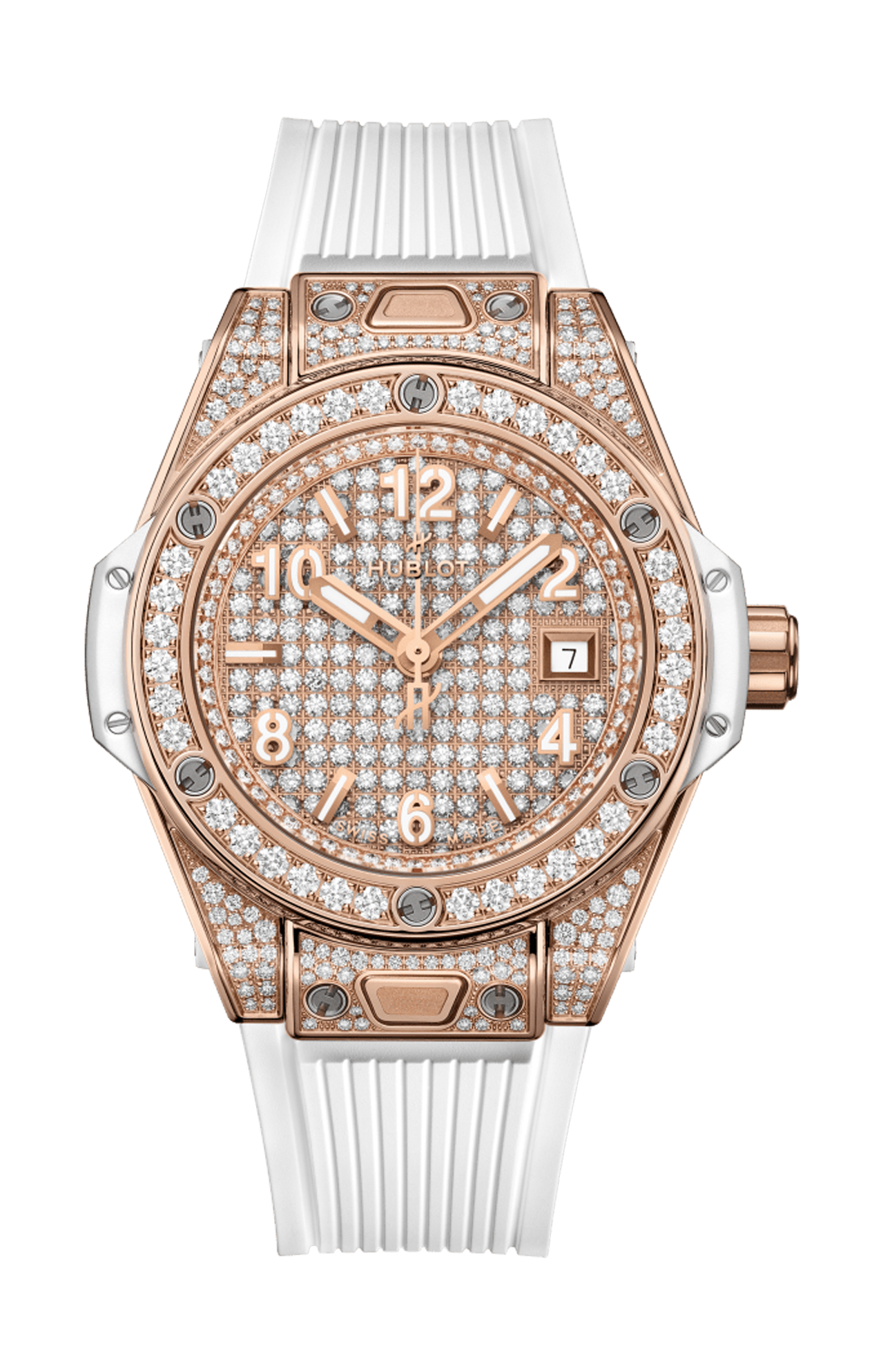 BIG BANG ONE CLICK KING GOLD WHITE FULL PAVÈ 33MM - 485.OE.9000.RW.1604