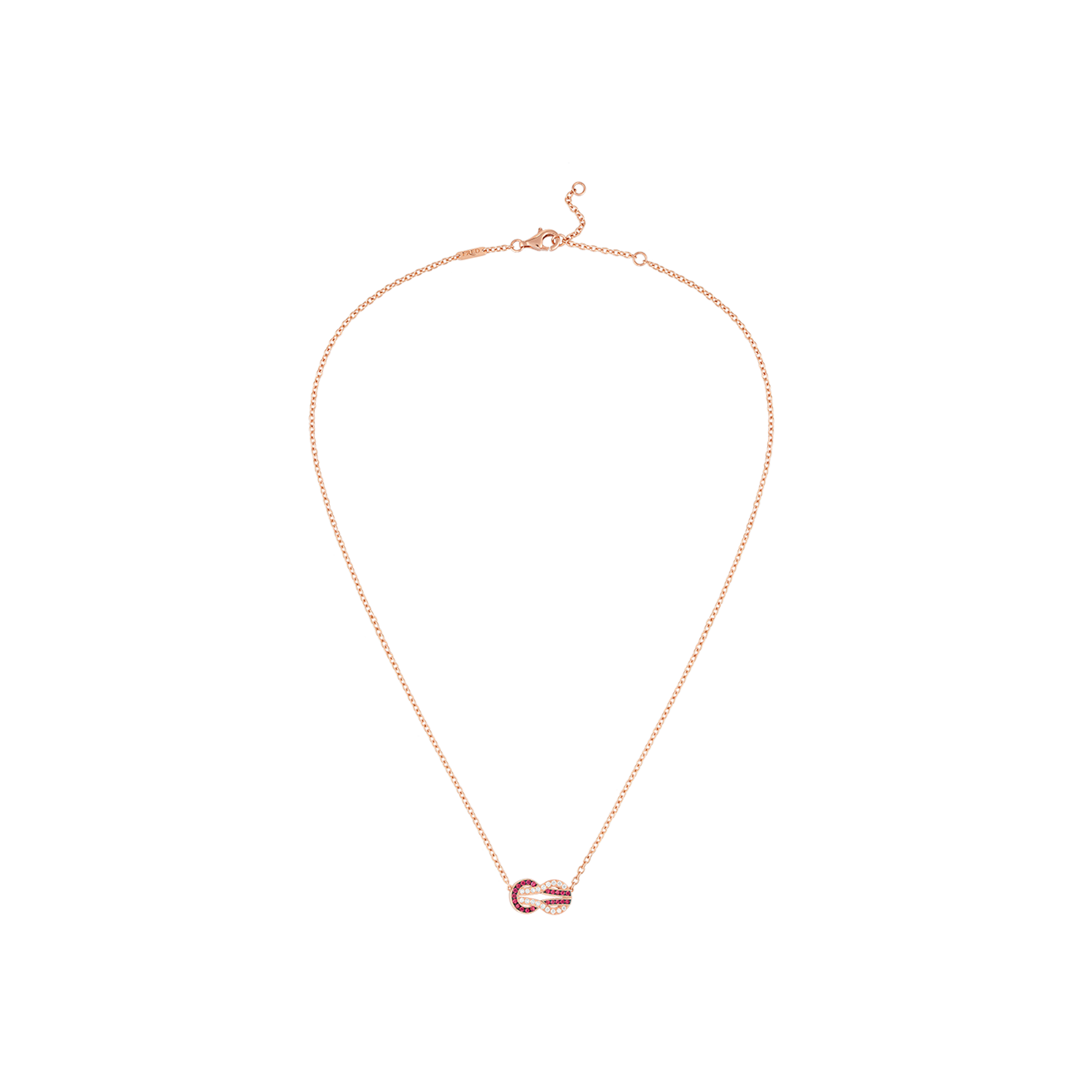 COLLANA CHANCE INFINIE IN ORO ROSA MODELLO MEDIO, RUBINI E DIAMANTI - 7B0253 - 7B0253