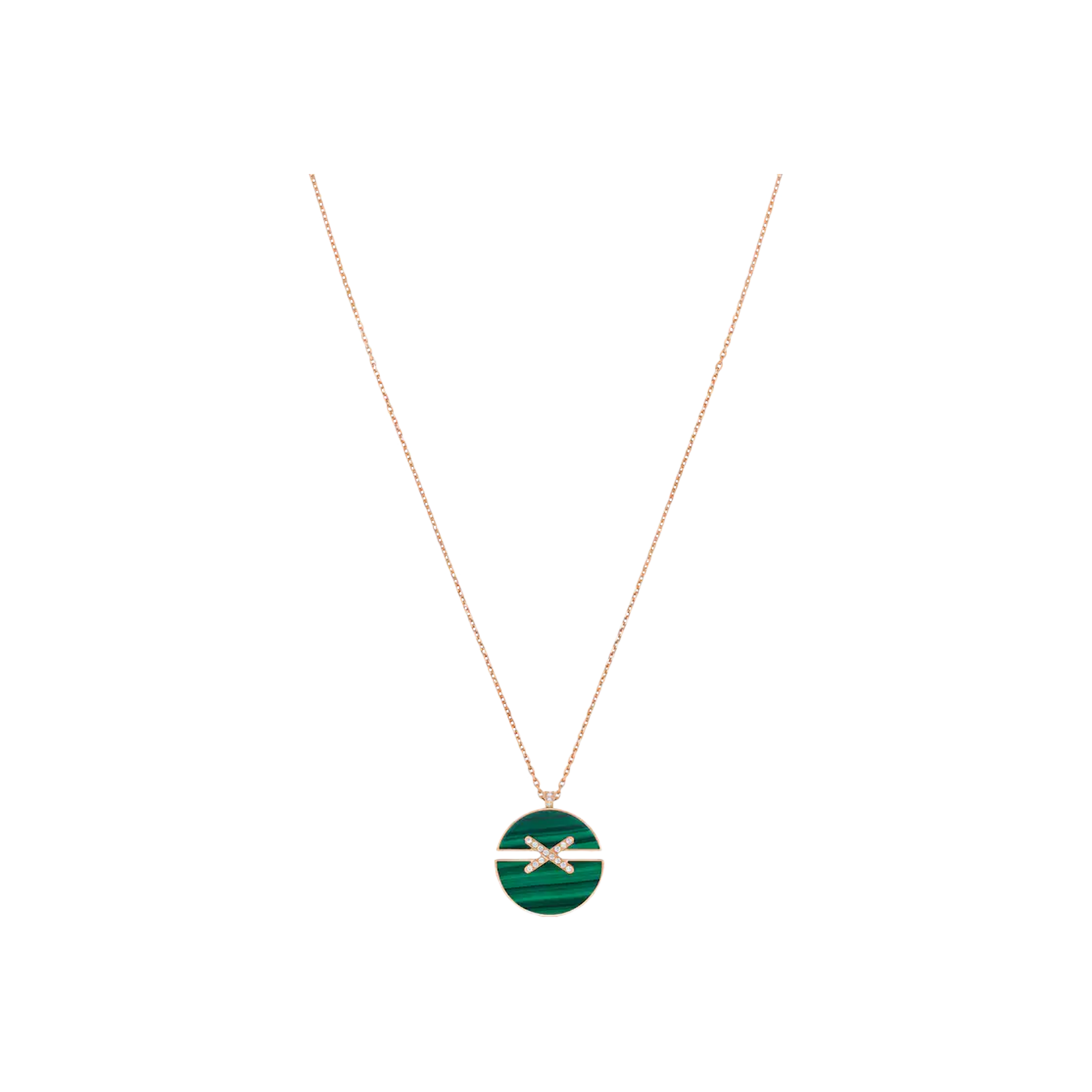 CHAUMET - COLLANA JEUX DE LIENS HARMONY MODELLO GRANDE IN ORO ROSA CON DIAMANTI E MALACHITE - 084423 - 084423