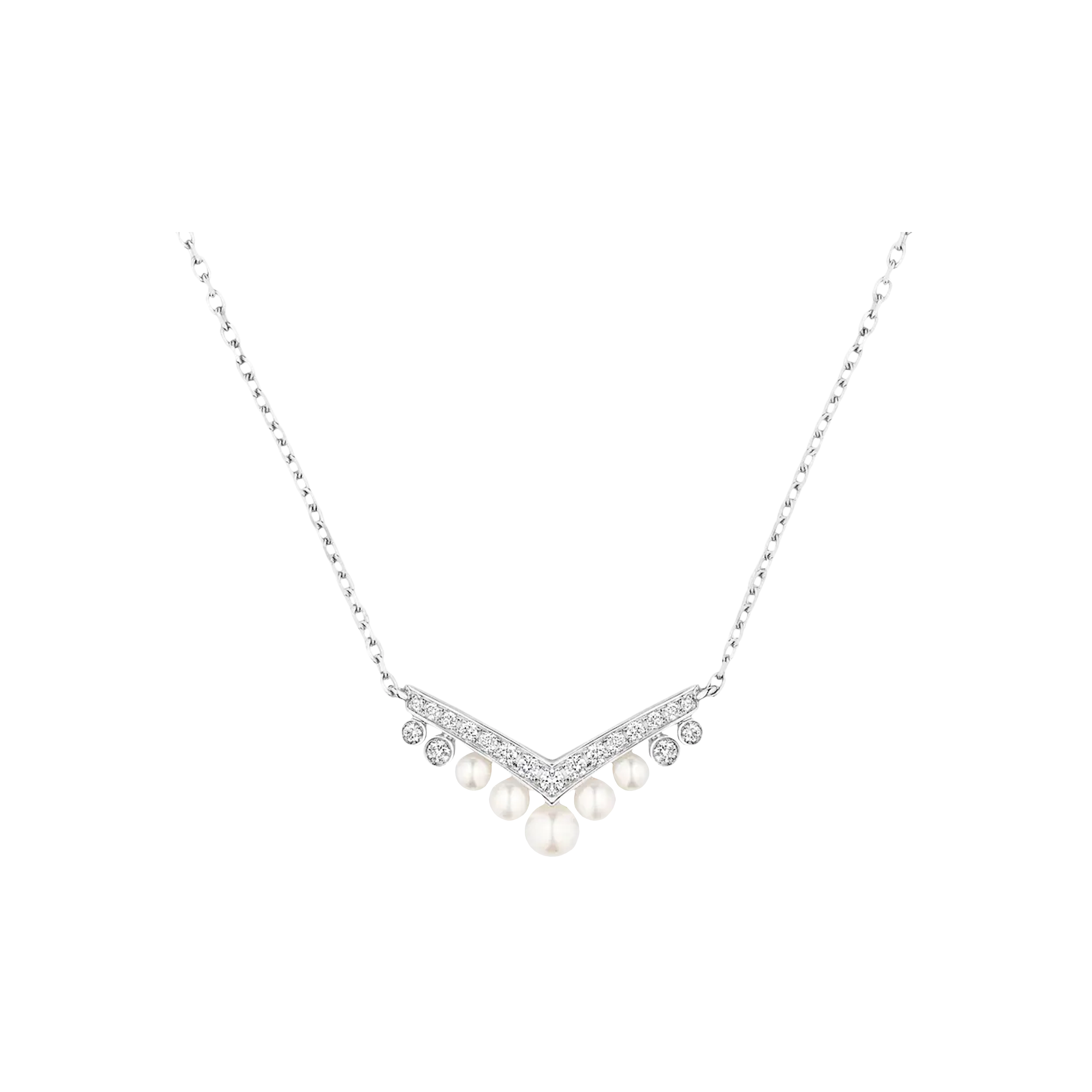 CHAUMET - COLLANA JOSÉPHINE AIGRETTE IN ORO BIANCO CON DIAMANTI E PERLE - 084966 - 084966