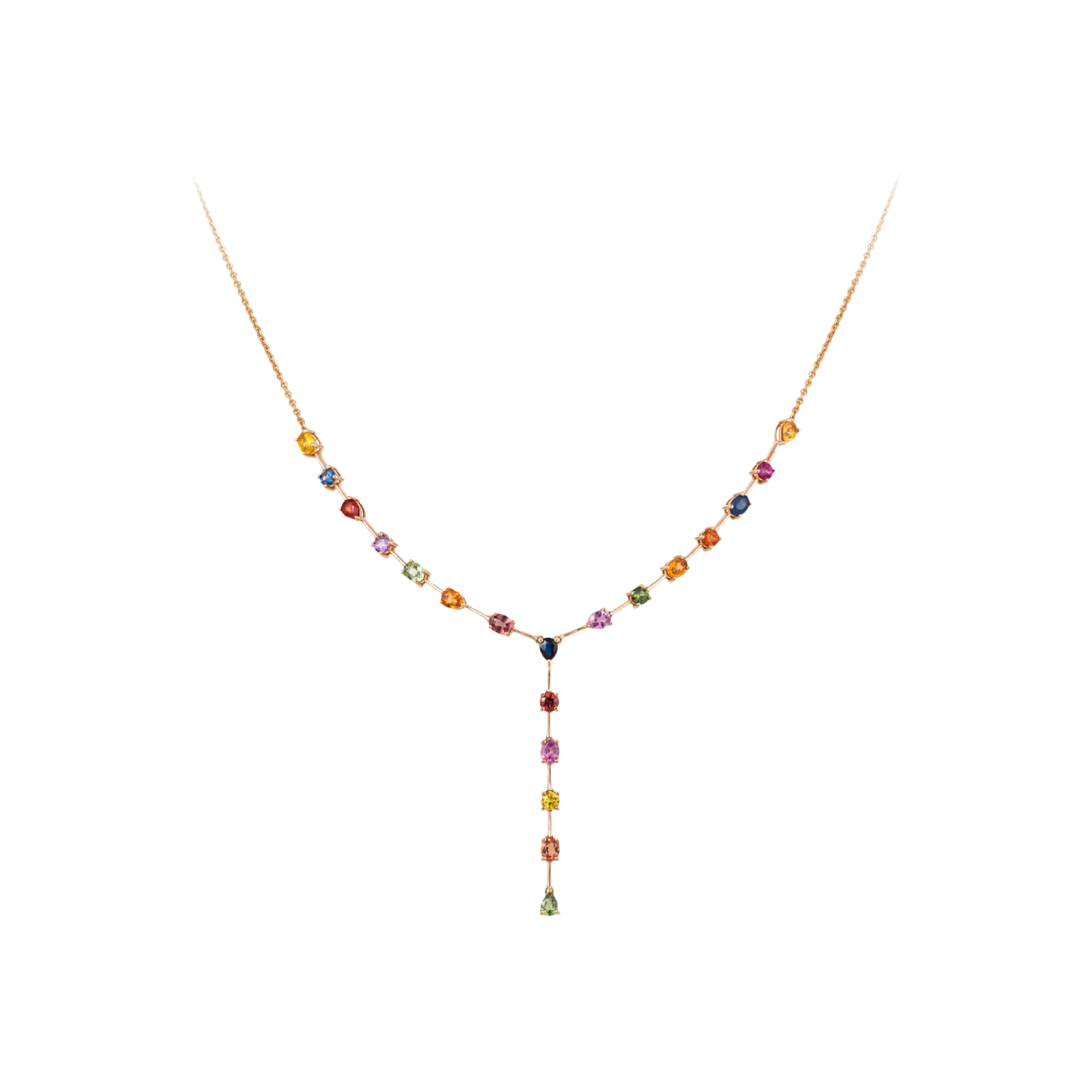 COLLANA RAINBOW IN ORO ROSA CON ZAFFIRI MULTICOLOR - AN2946/MCS