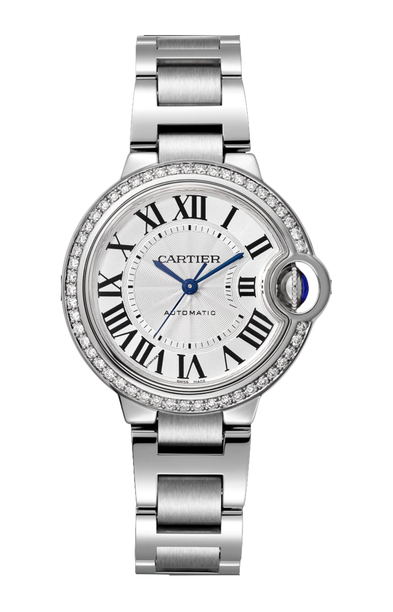 BALLON BLEU DE CARTIER 33 MM, ACCIAIO, DIAMANTI - W4BB0023