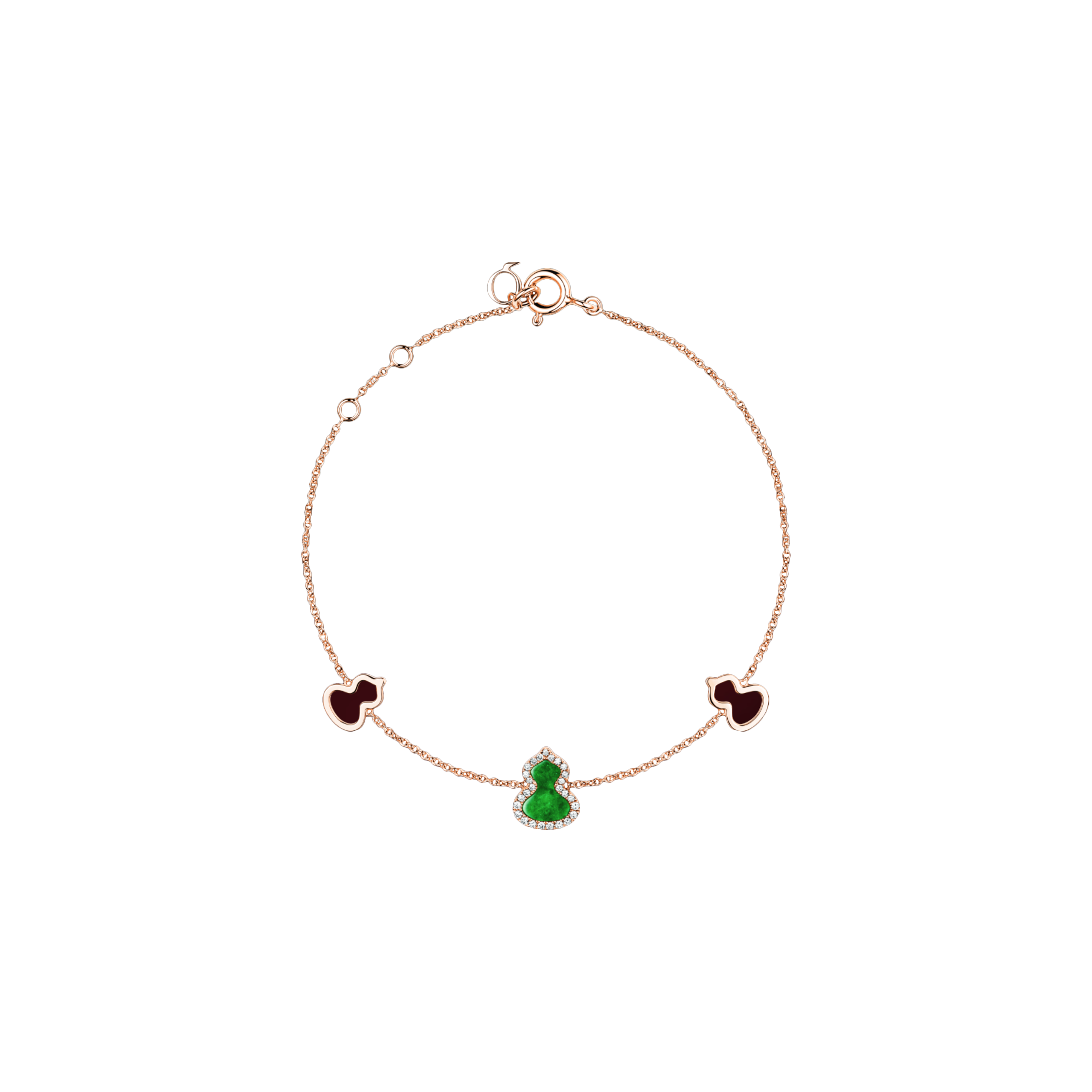 BRACCIALE PETITE WULU IN ORO ROSA CON DIAMANTI E GIADA - WU-BR0001C-RGDGJE - WUBPT1BRGJE