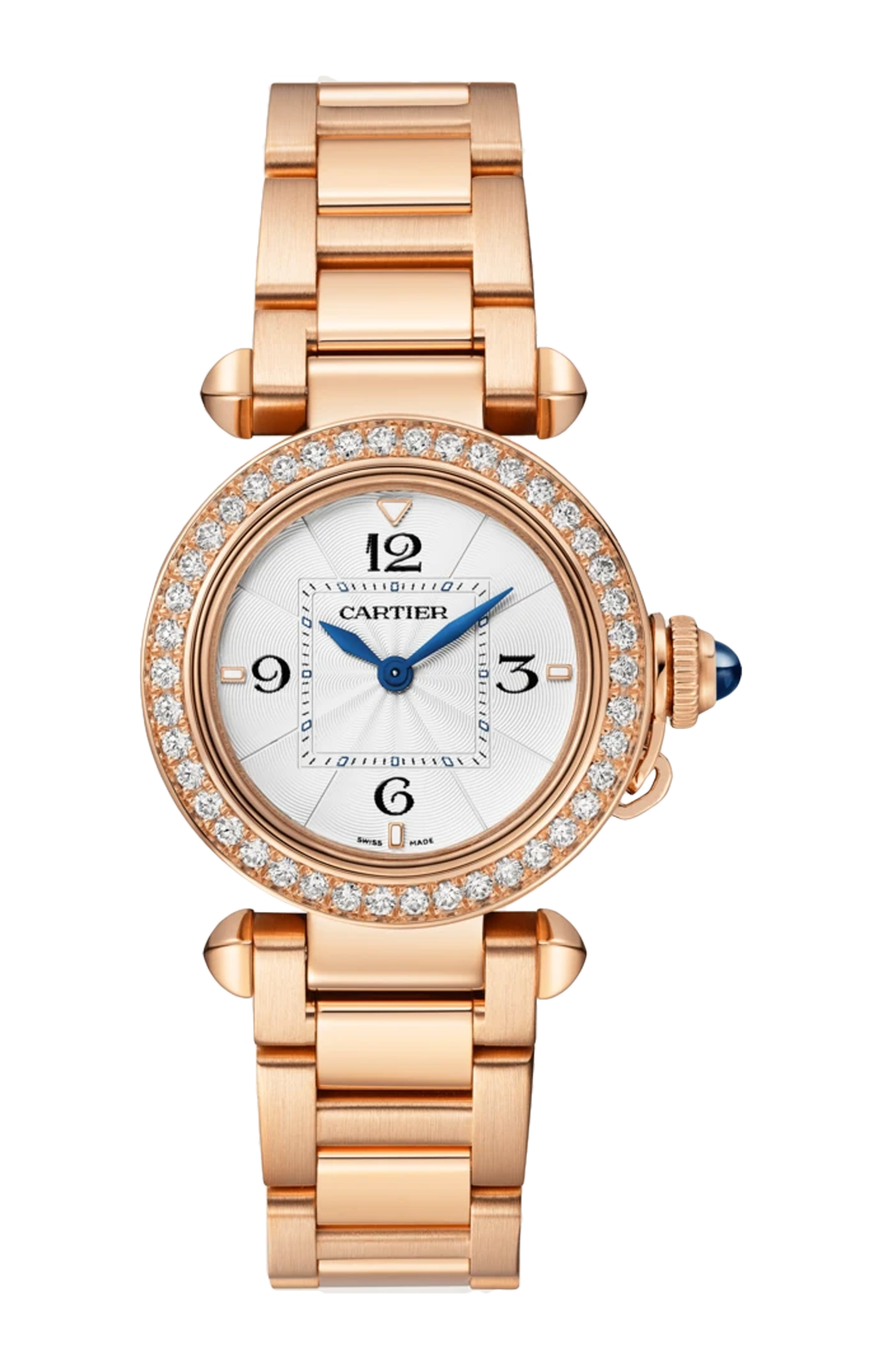 PASHA DE CARTIER 30 MM CASSA ORO ROSA, LUNETTA DIAMANTI, QUARZO - WJPA0018