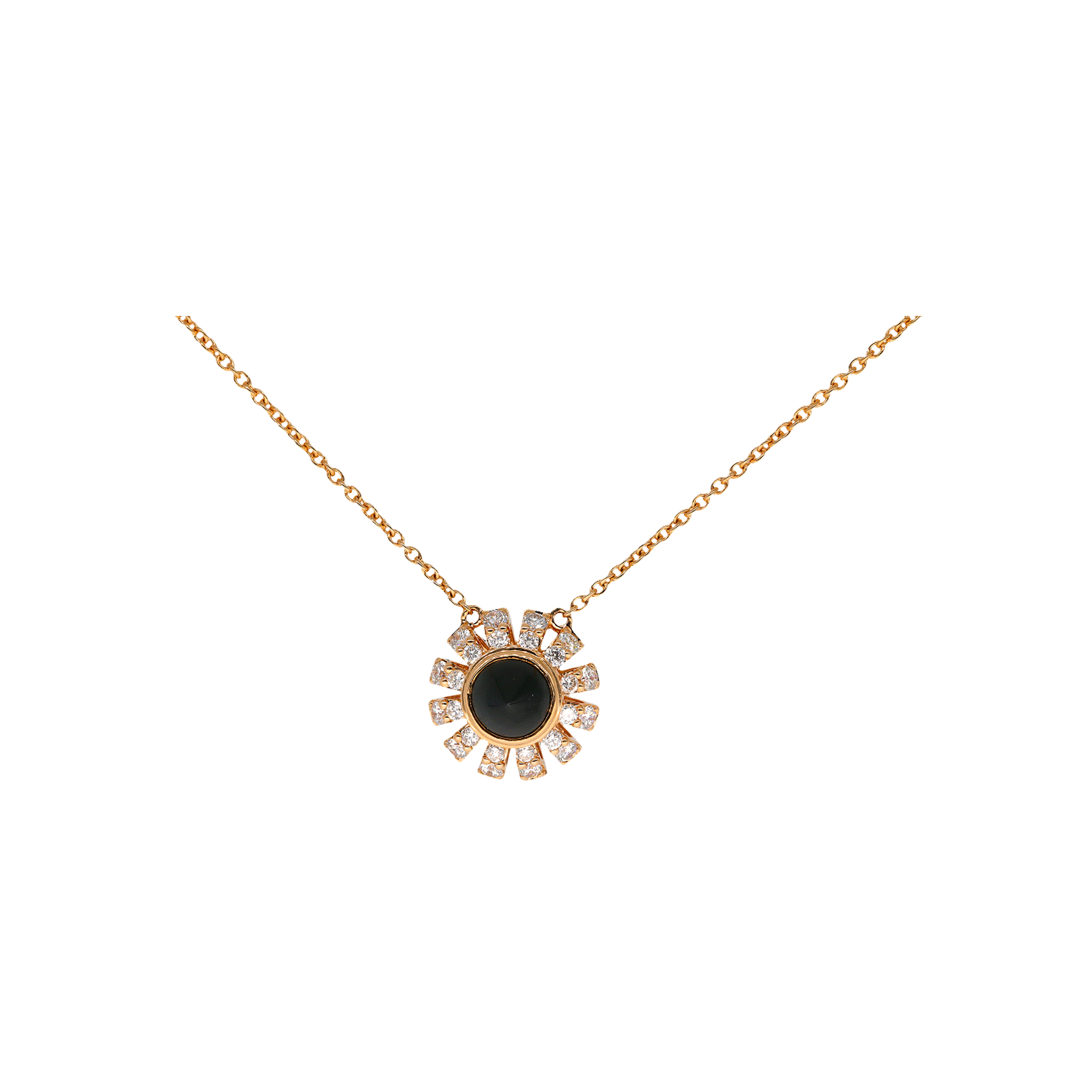 COLLANA GIROCOLLO CORONA IN ORO ROSA CON DIAMANTI E ONICE - VP28847DOXP