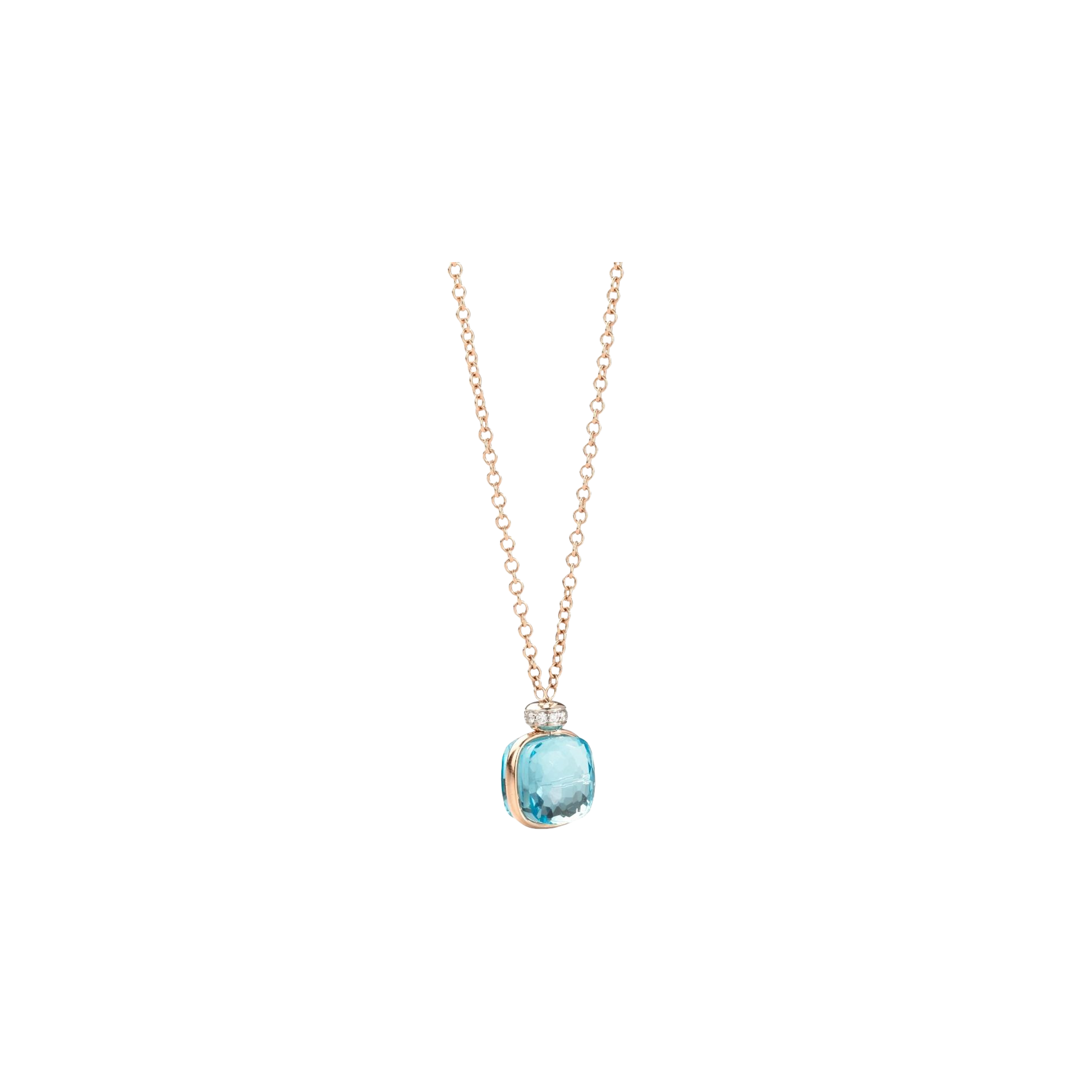 COLLANA NUDO IN ORO ROSA, ORO BIANCO, TOPAZIO SKY BLUE E DIAMANTI - PCC2022O6WHRDB0OY - PCC2022O6WHRDB0OY