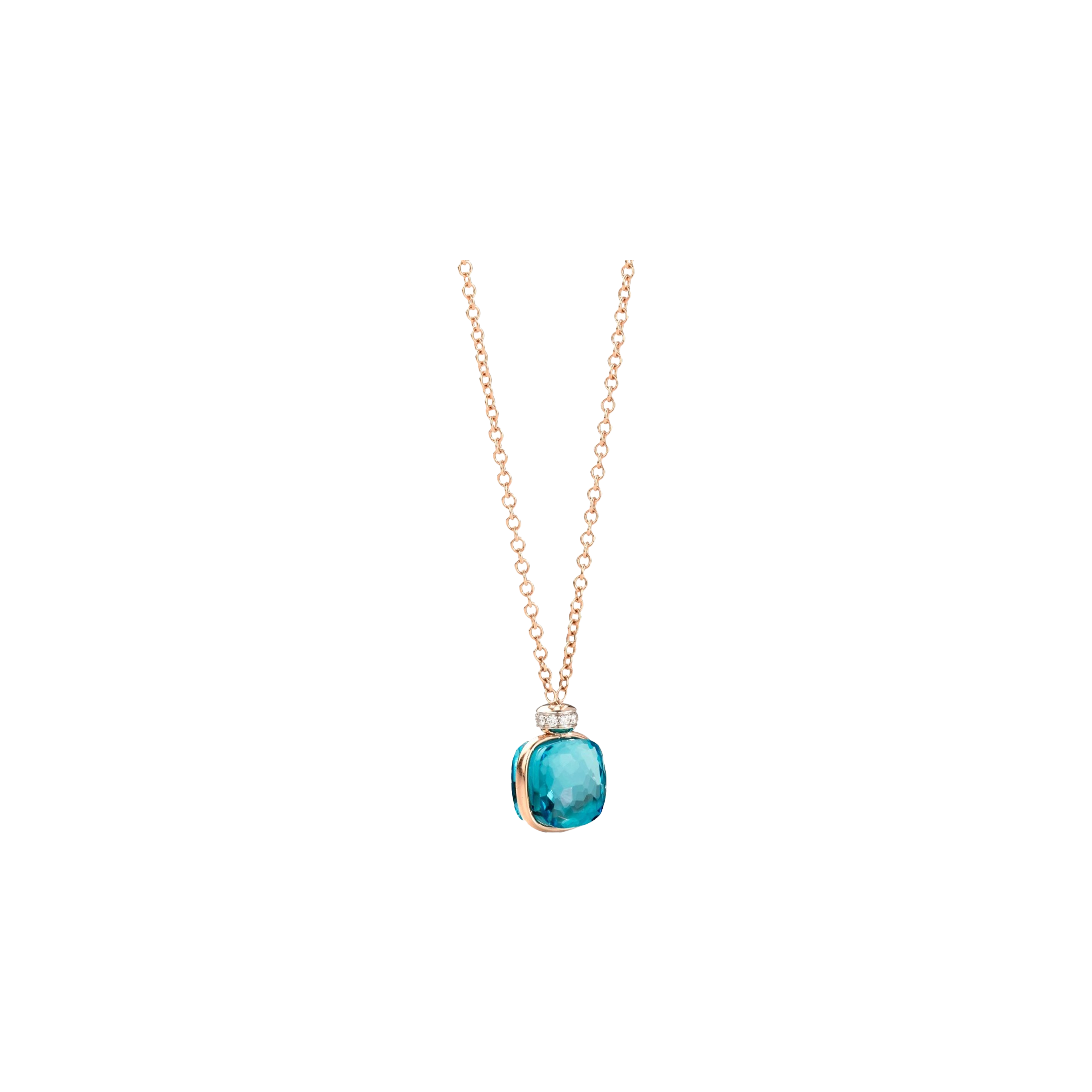 COLLANA NUDO IN ORO ROSA, ORO BIANCO, TOPAZIO BLUE LONDON E DIAMANTI - PCC2022O6WHRDB0TL - PCC2022O6WHRDB0TL