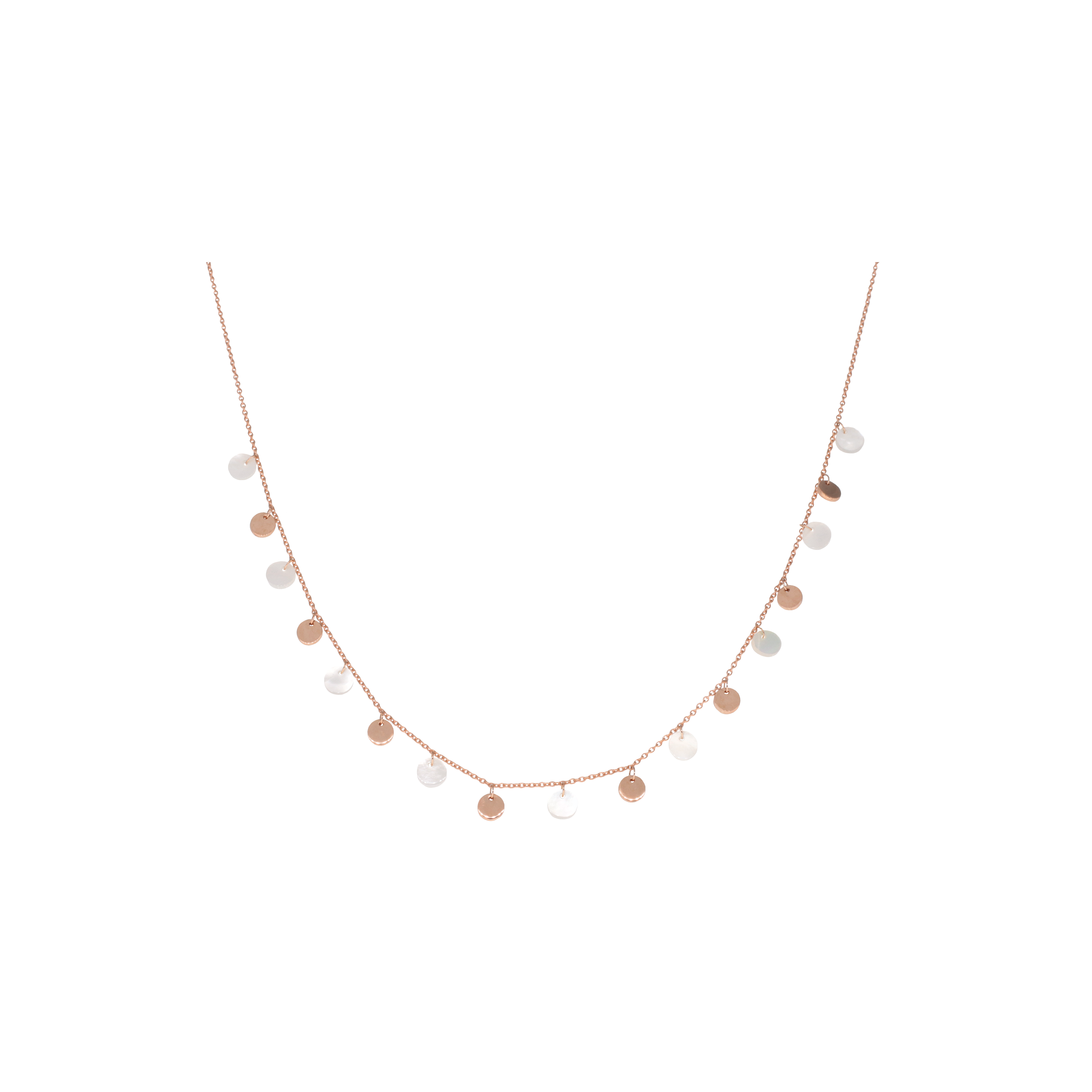 COLLANA PAILLETTES IN ORO ROSA E MADREPERLA - C082/3-MP