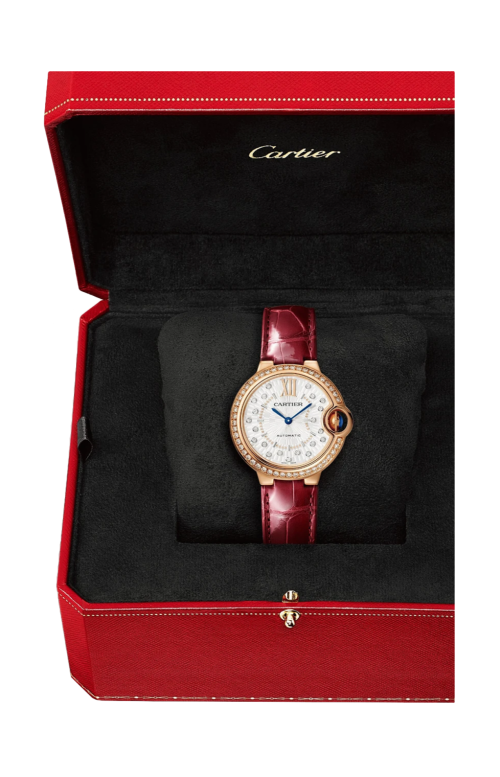 BALLON BLEU DE CARTIER 33 MM, AUTOMATICO, ORO ROSA, DIAMANTI, ALLIGATORE - WJBB0080