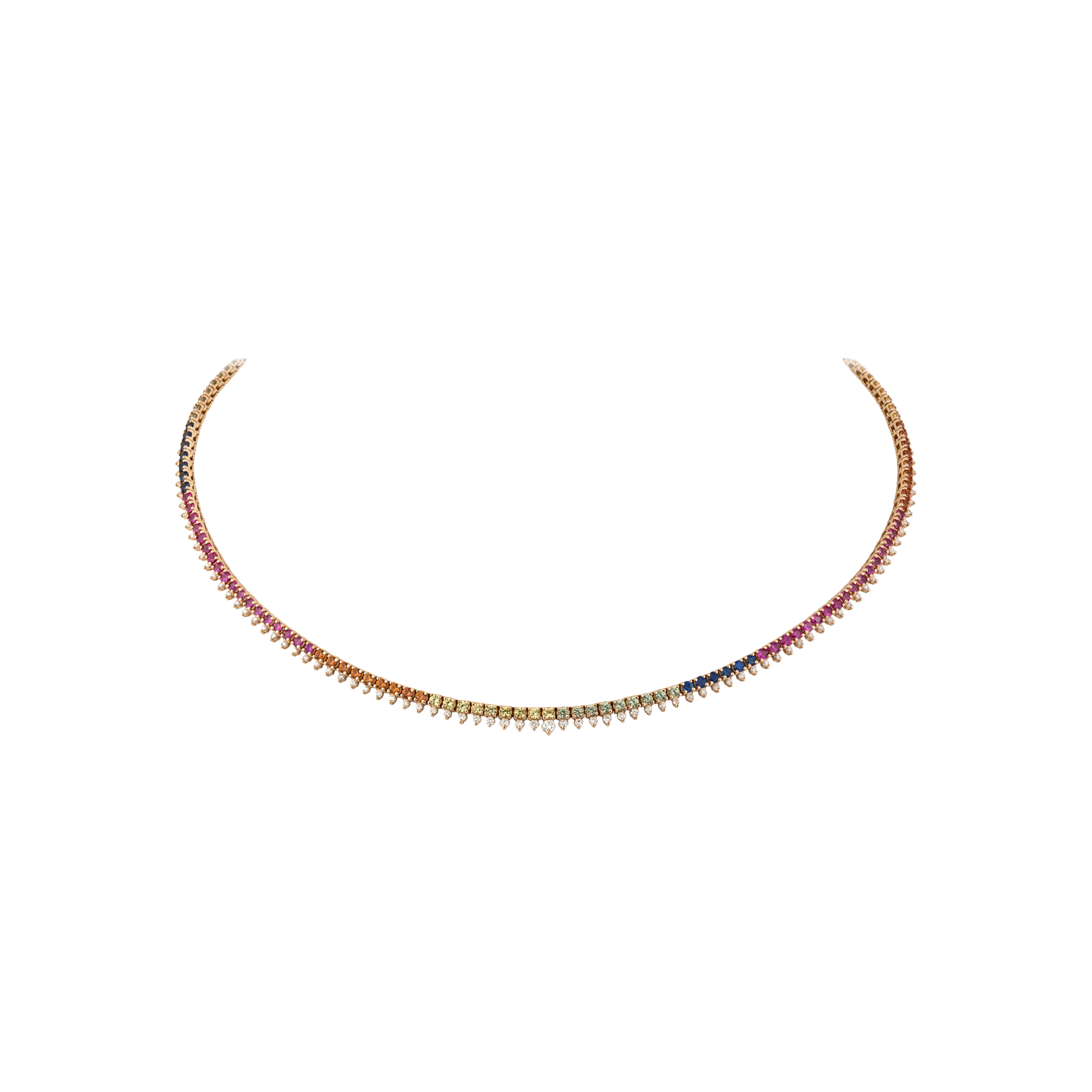 COLLANA GIROCOLLO  RAINBOW  IN ORO ROSA CON DIAMANTI E  ZAFFIRI MULTICOLOR - AN2152/MCS