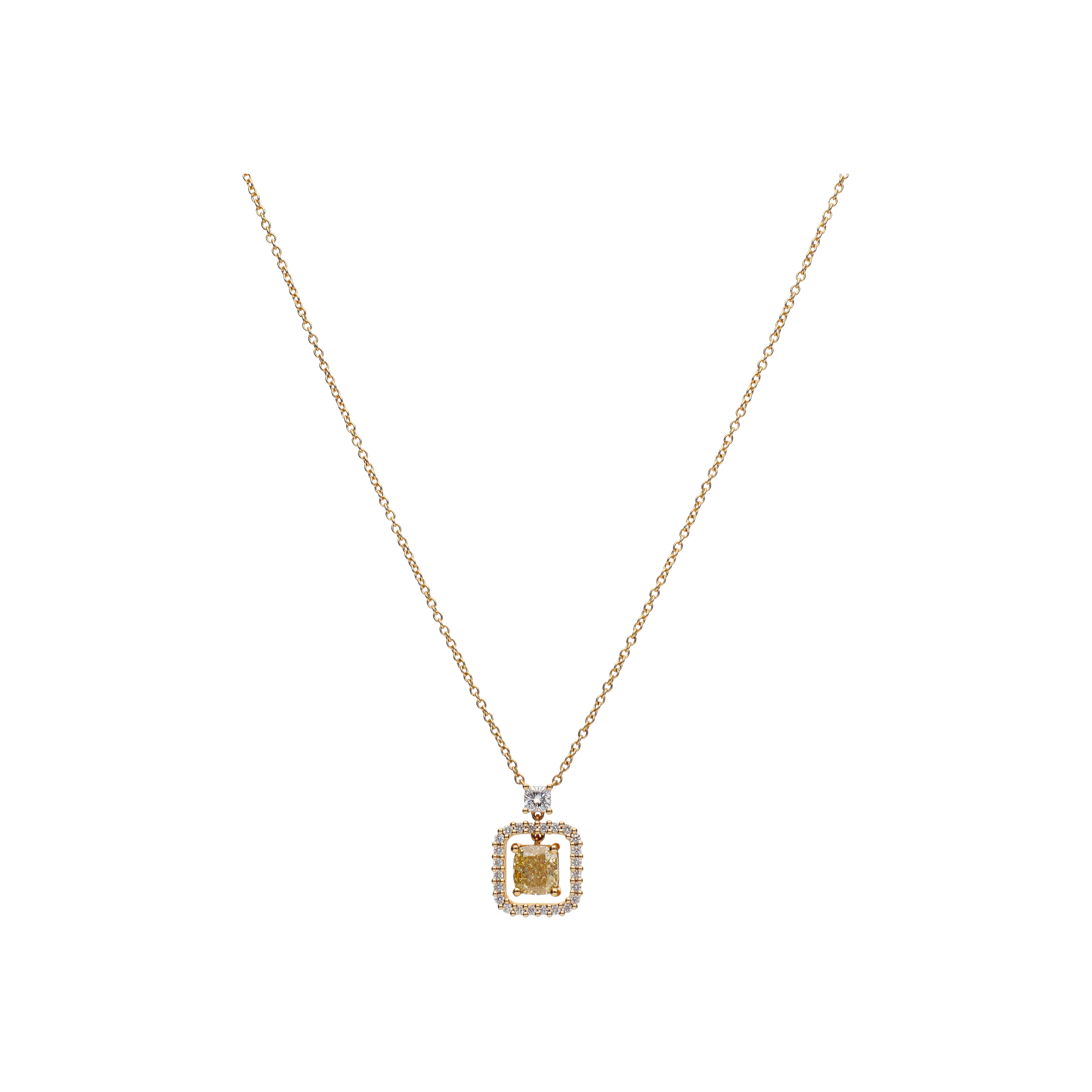 COLLANA IN ORO ROSA CON DIAMANTE FANCY YELLOW E DIAMANTI BIANCHI - VNH01871DDYP