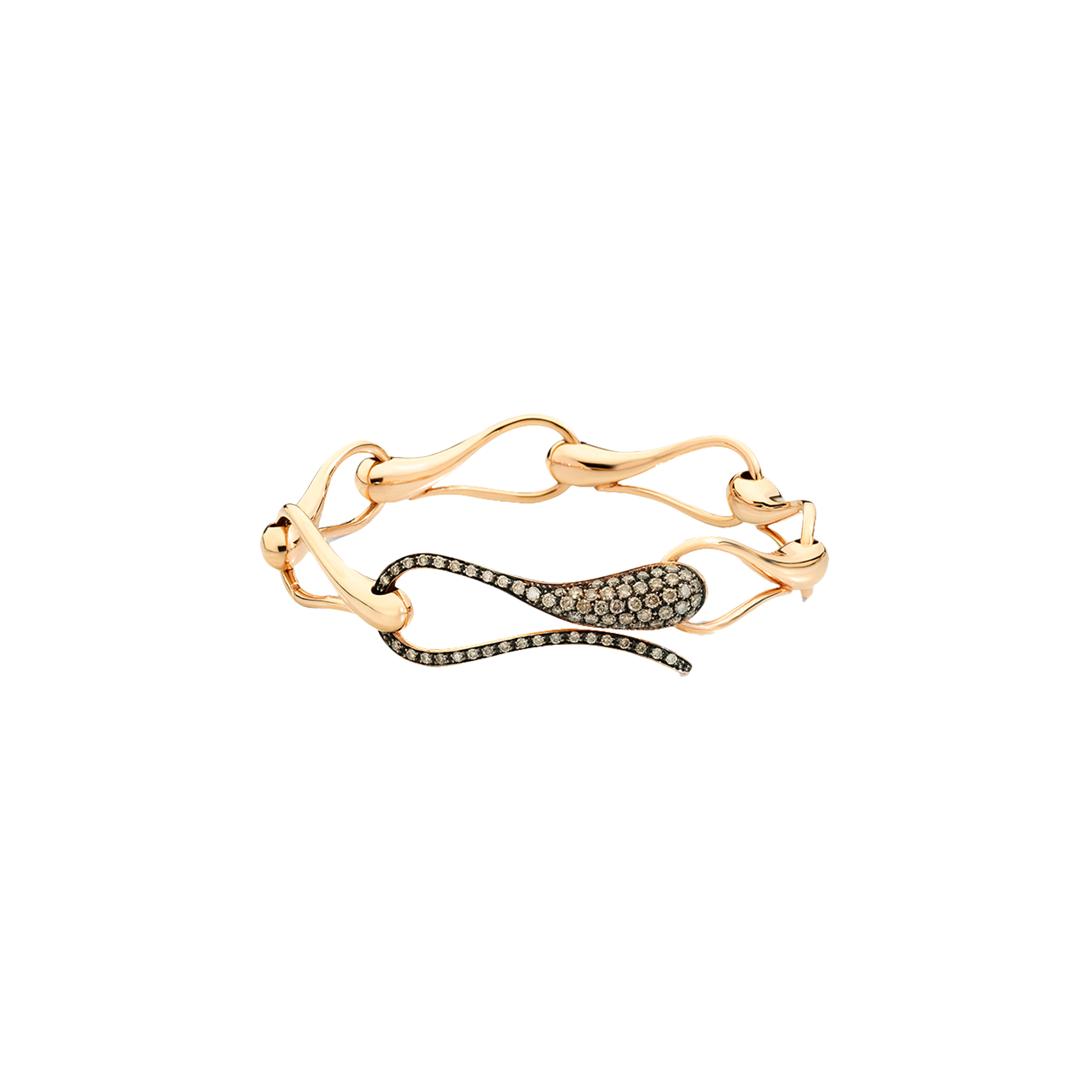 BRACCIALE CATENA ELIKA IN ORO ROSA E ORO BRUNITO CON PAVÉ DI DIAMANTI BROWN - DEK01BRRNDW - DEK01BRRNDW