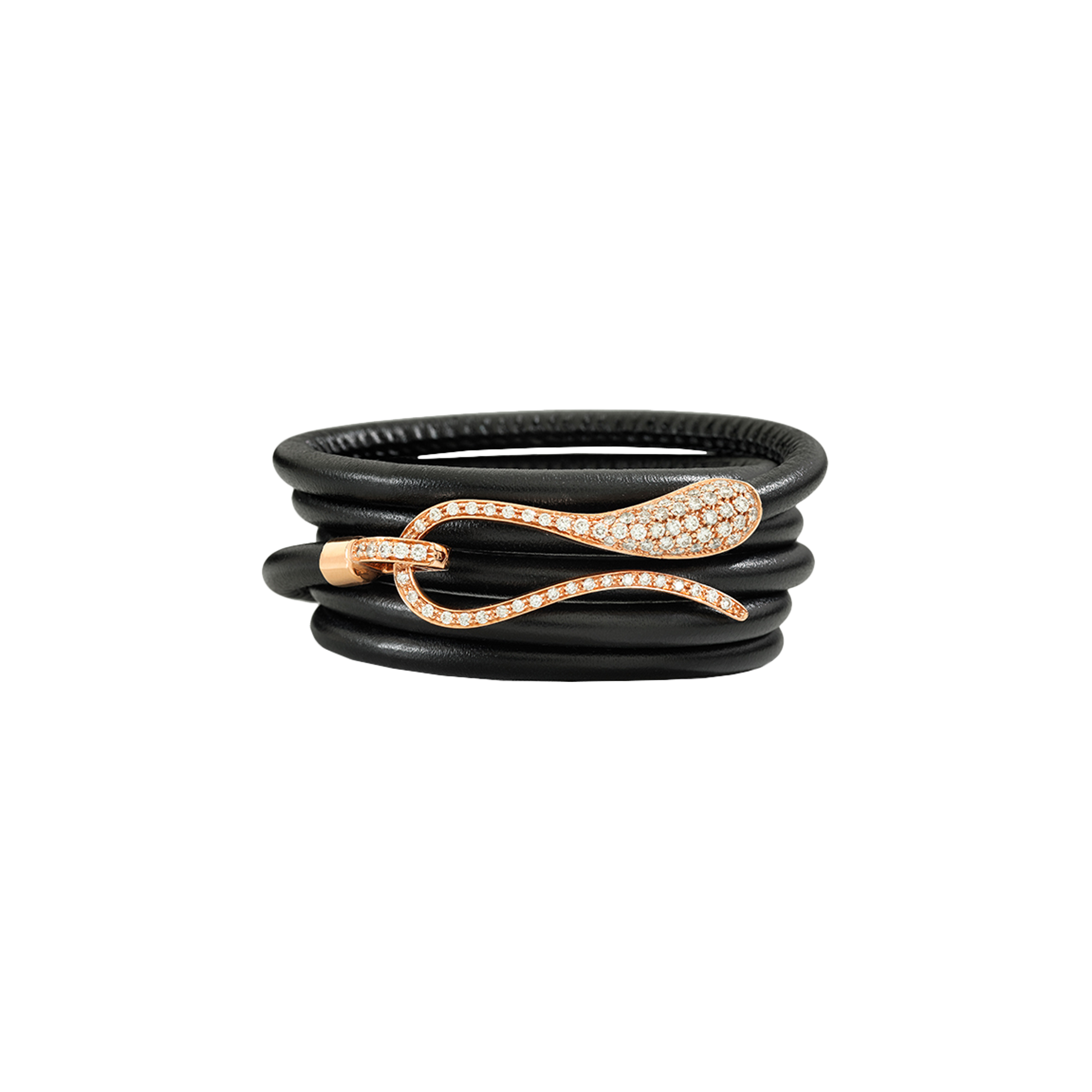 BRACCIALE ELIKA IN PELLE CON CHIUSURA IN ORO ROSA E PAVÉ DI DIAMANTI - DEK03BRRRDIXN - DEK03BRRRDIXN