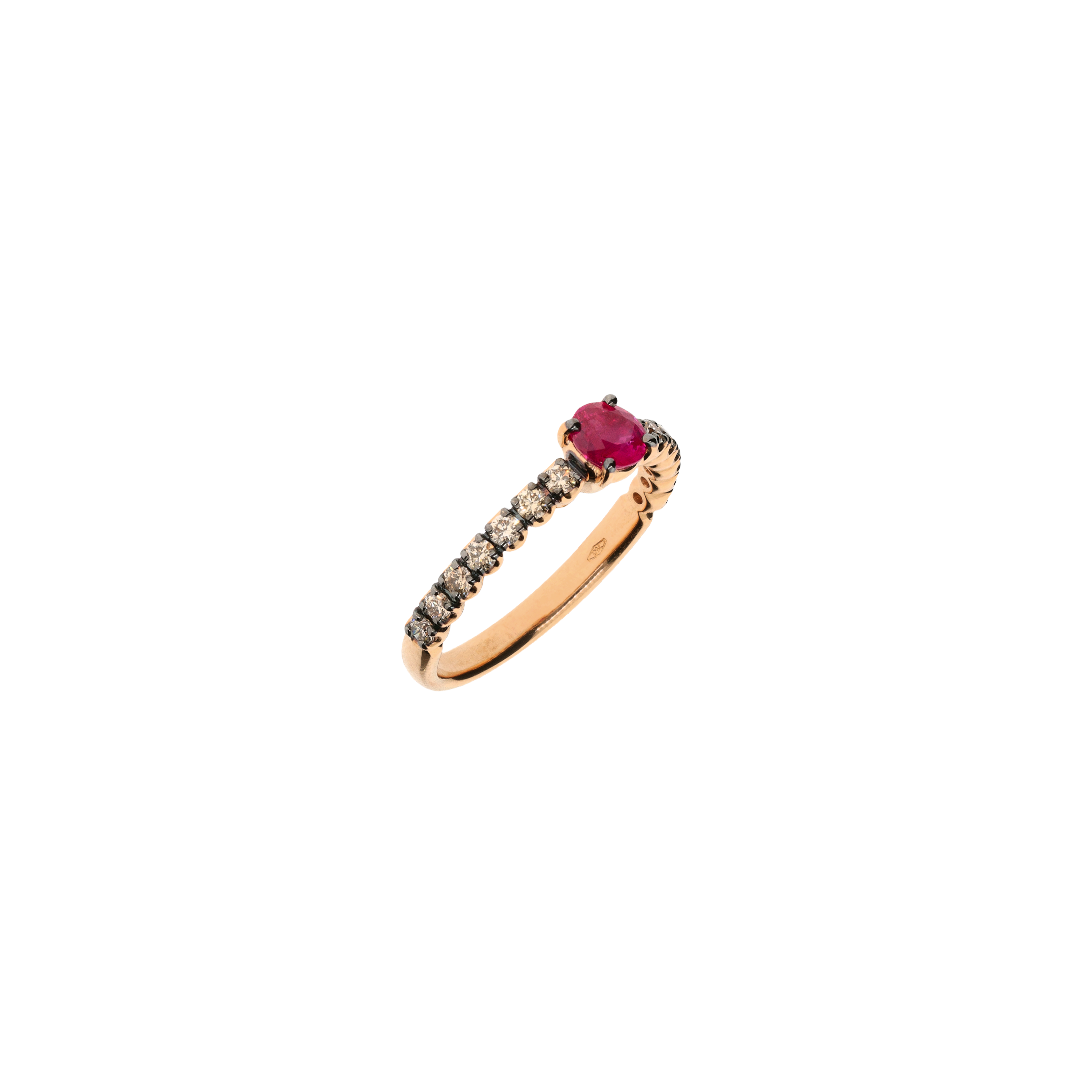 ANELLO IN ORO ROSA CON RUBINO E DIAMANTI BROWN - FA1141R007002N