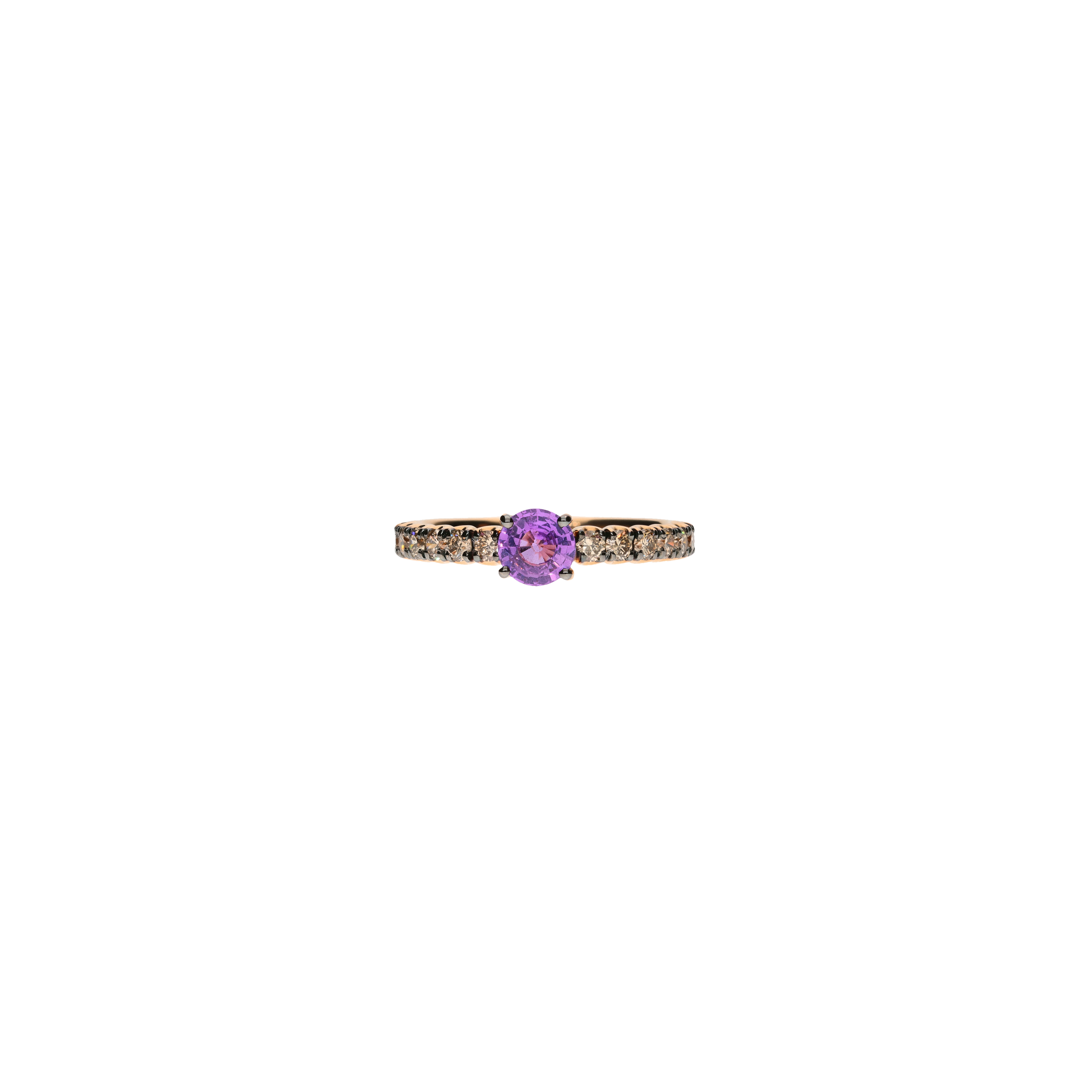 ANELLO IN ORO ROSA CON ZAFFIRO VIOLA  E DIAMANTI BROWN - FA1142R011002N