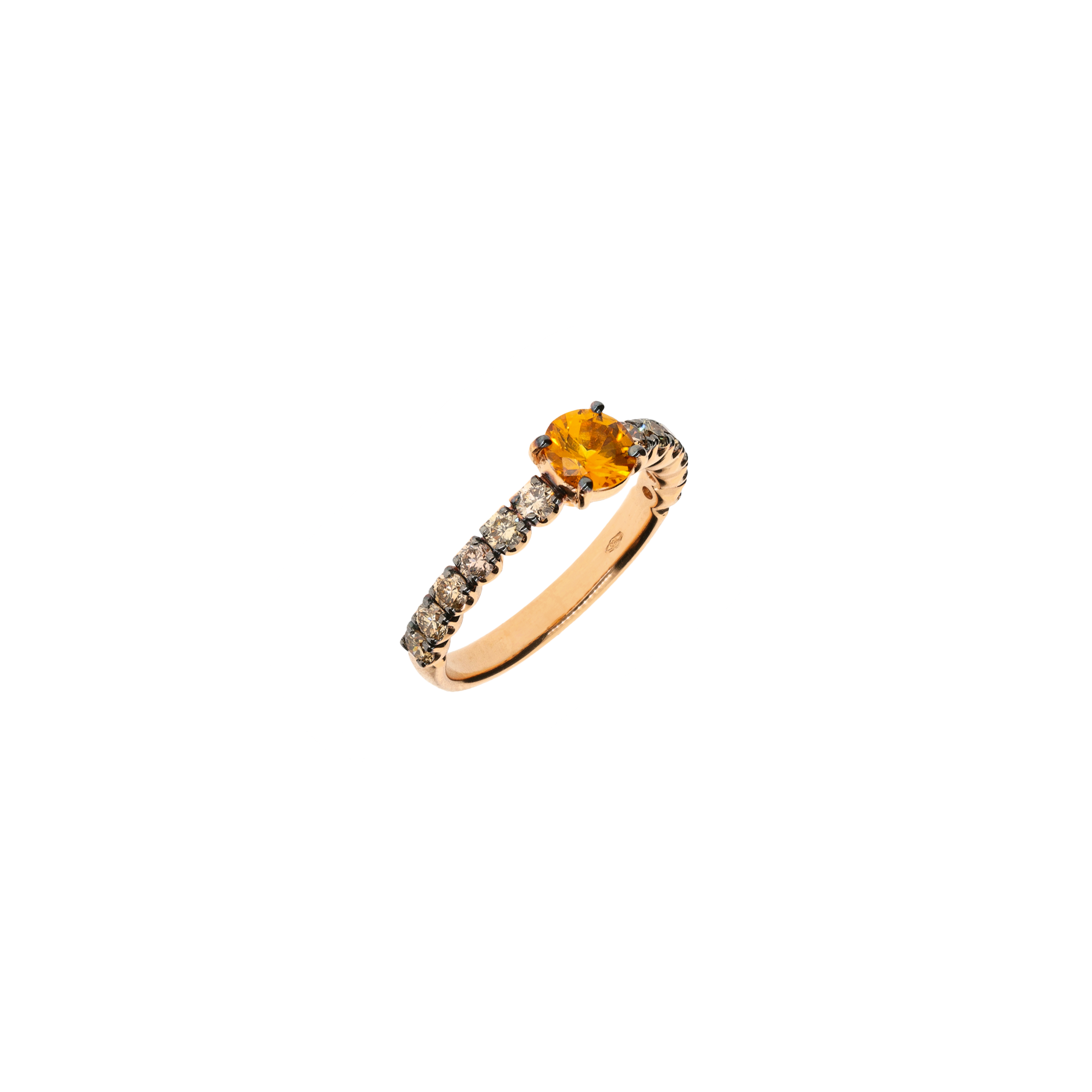 ANELLO IN ORO ROSA CON ZAFFIRO ARANCIO E DIAMANTI BROWN - FA1143R023002N