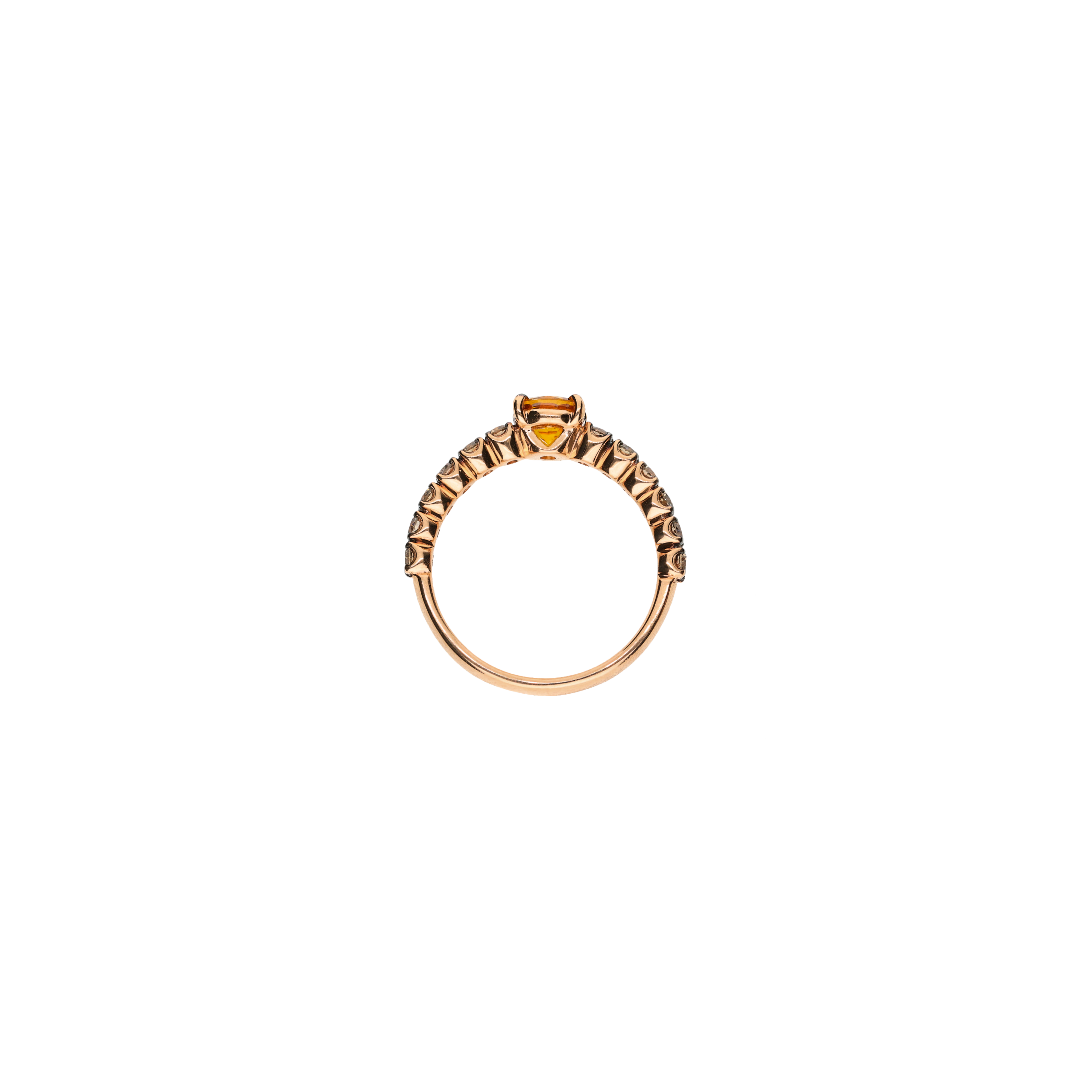 ANELLO IN ORO ROSA CON ZAFFIRO ARANCIO E DIAMANTI BROWN - FA1143R023002N