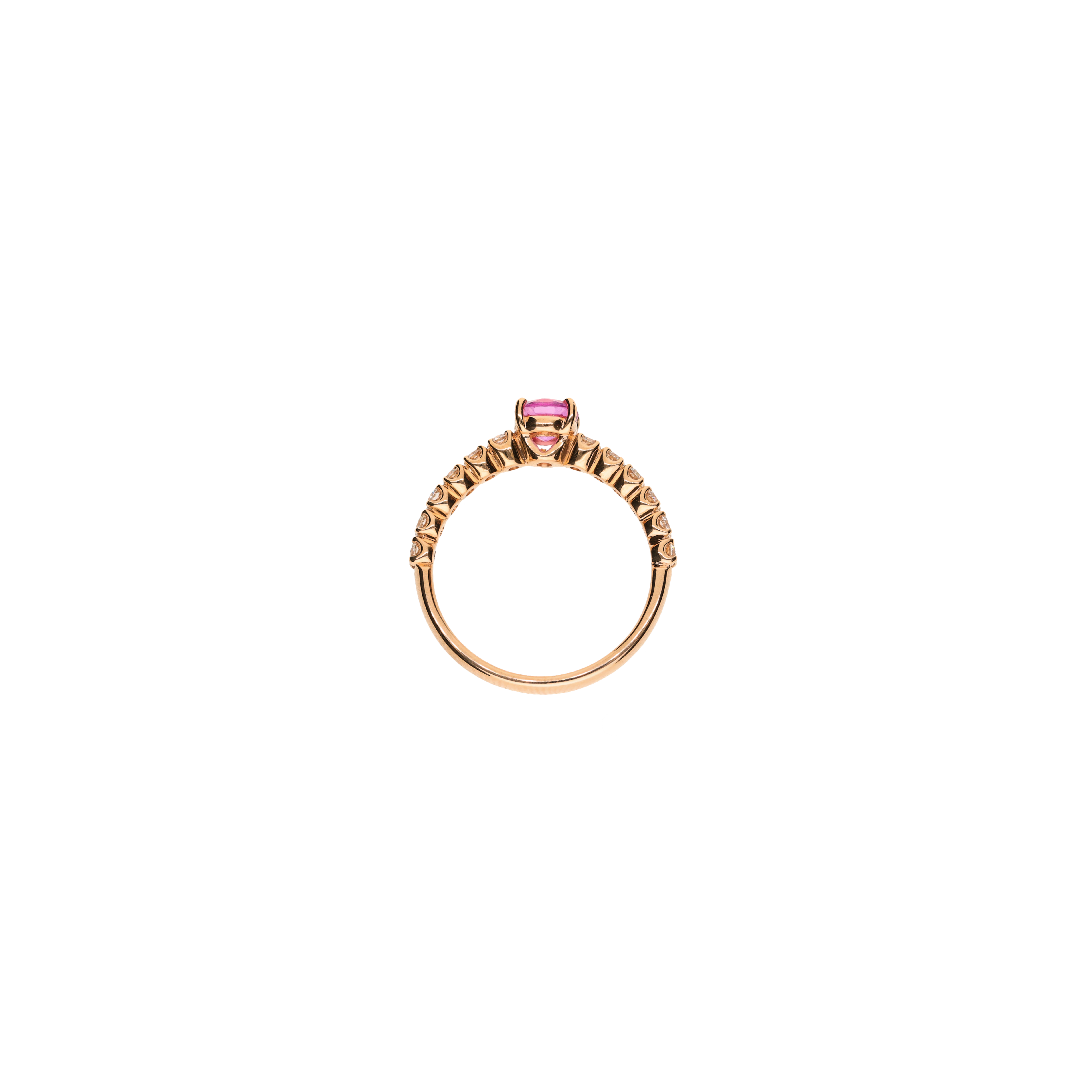 ANELLO IN ORO ROSA CON ZAFFIRO ROSA E DIAMANTI - FA1143R023002N