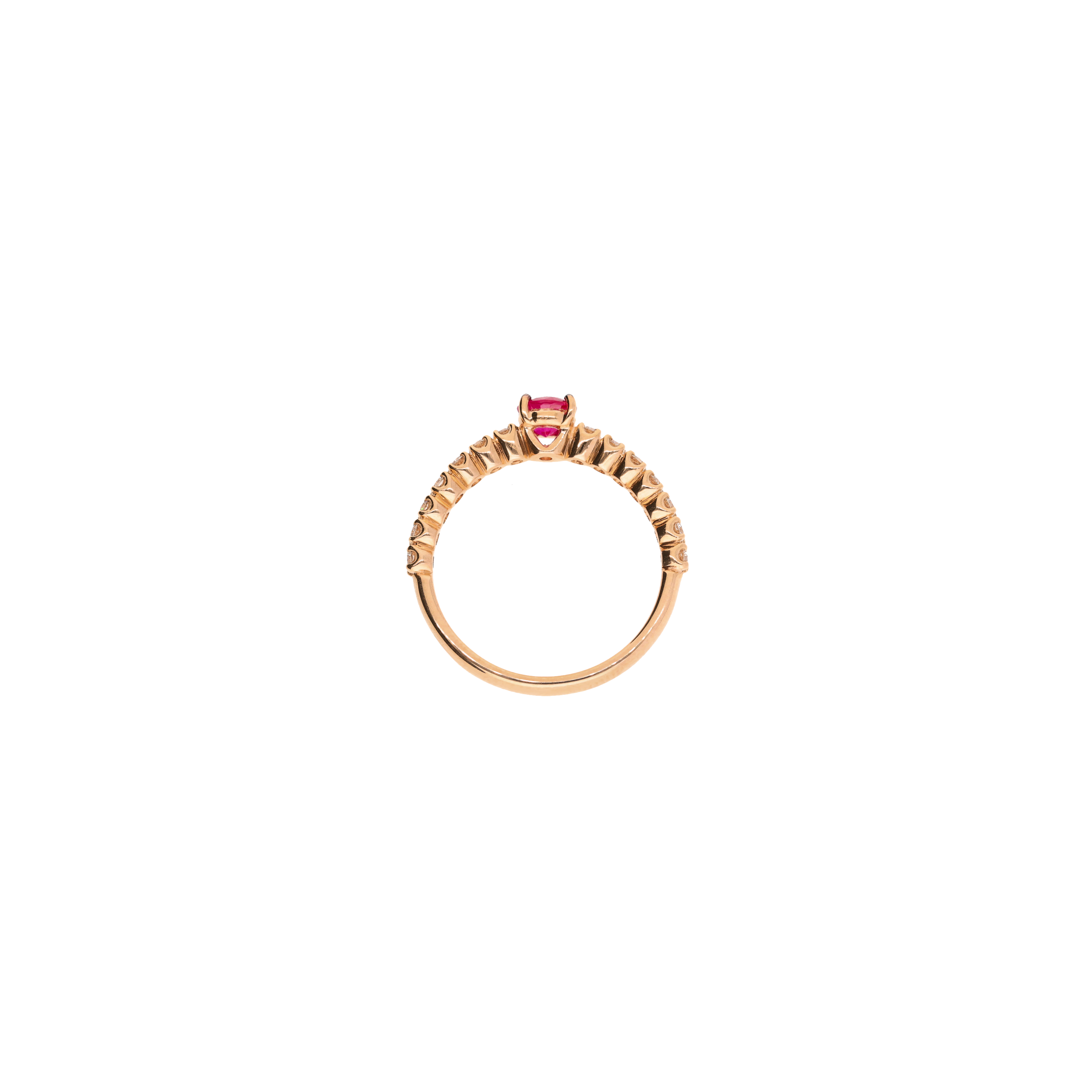 ANELLO IN ORO ROSA CON RUBINO E  DIAMANTI - FA1141R007001