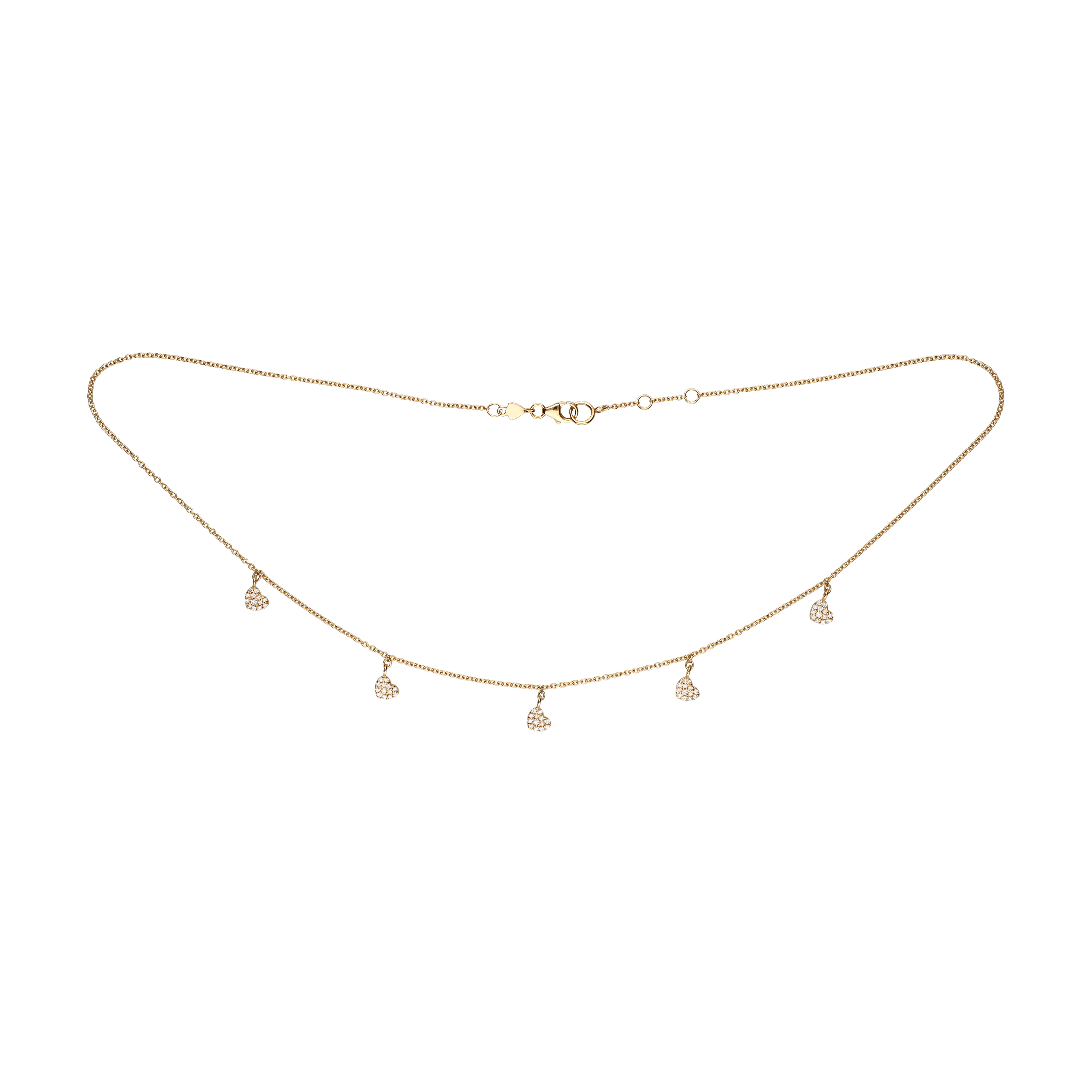 Cuori - Collana in oro rosa 18 carati e diamanti bianchi taglio brillante