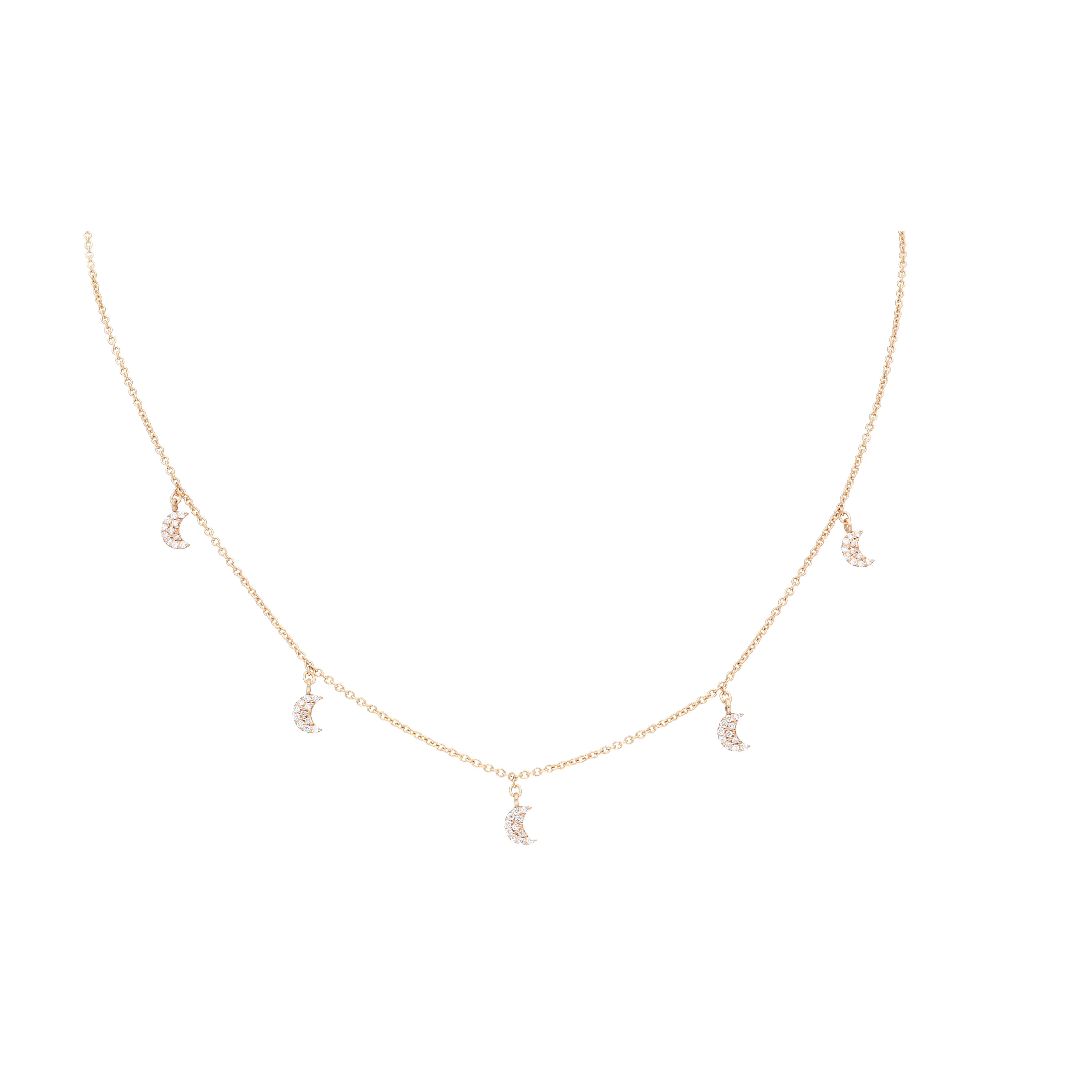 Collana Charms Lune in oro rosa e diamanti bianchi - C054/5