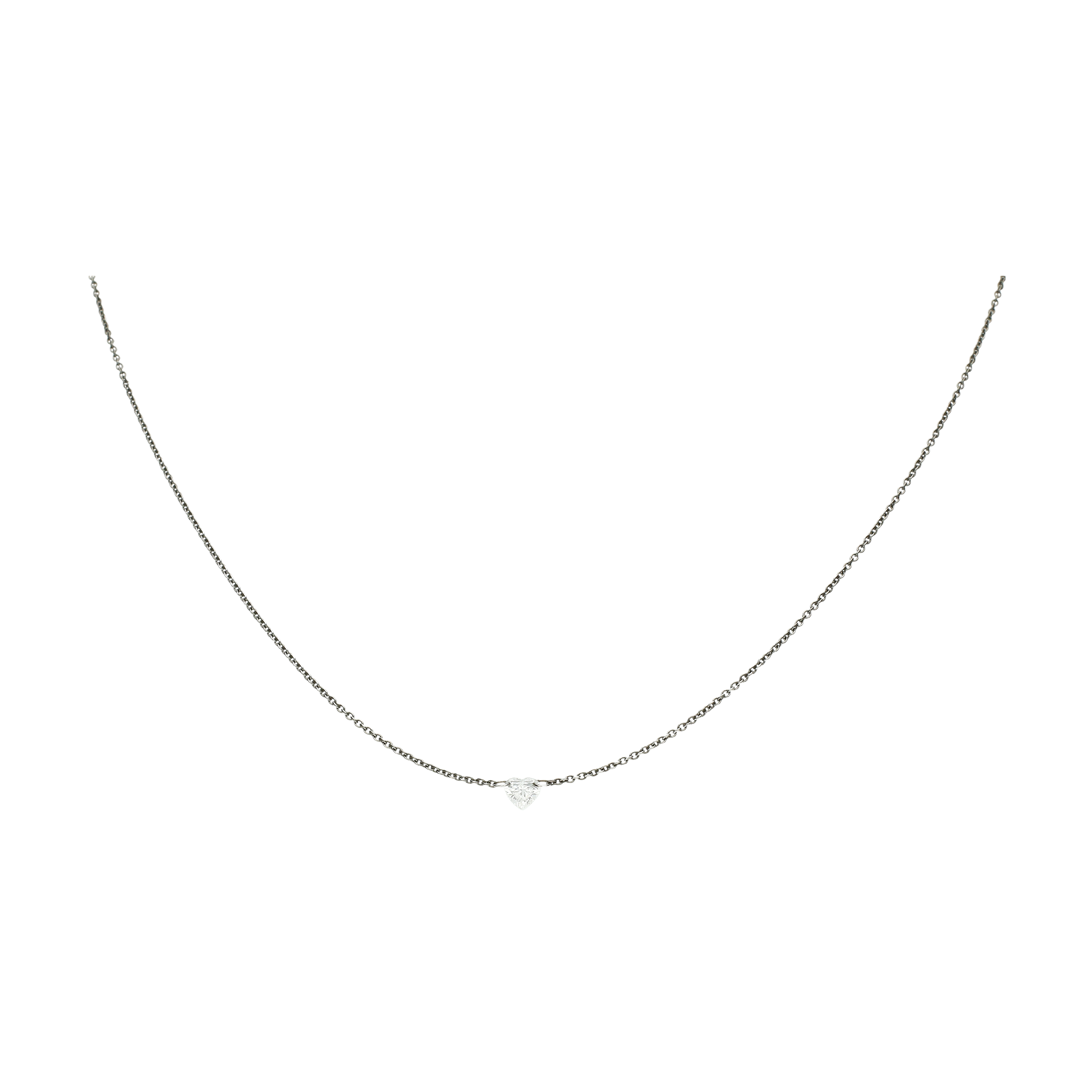 Collana Solitario diamante cuore in oro bianco brunito