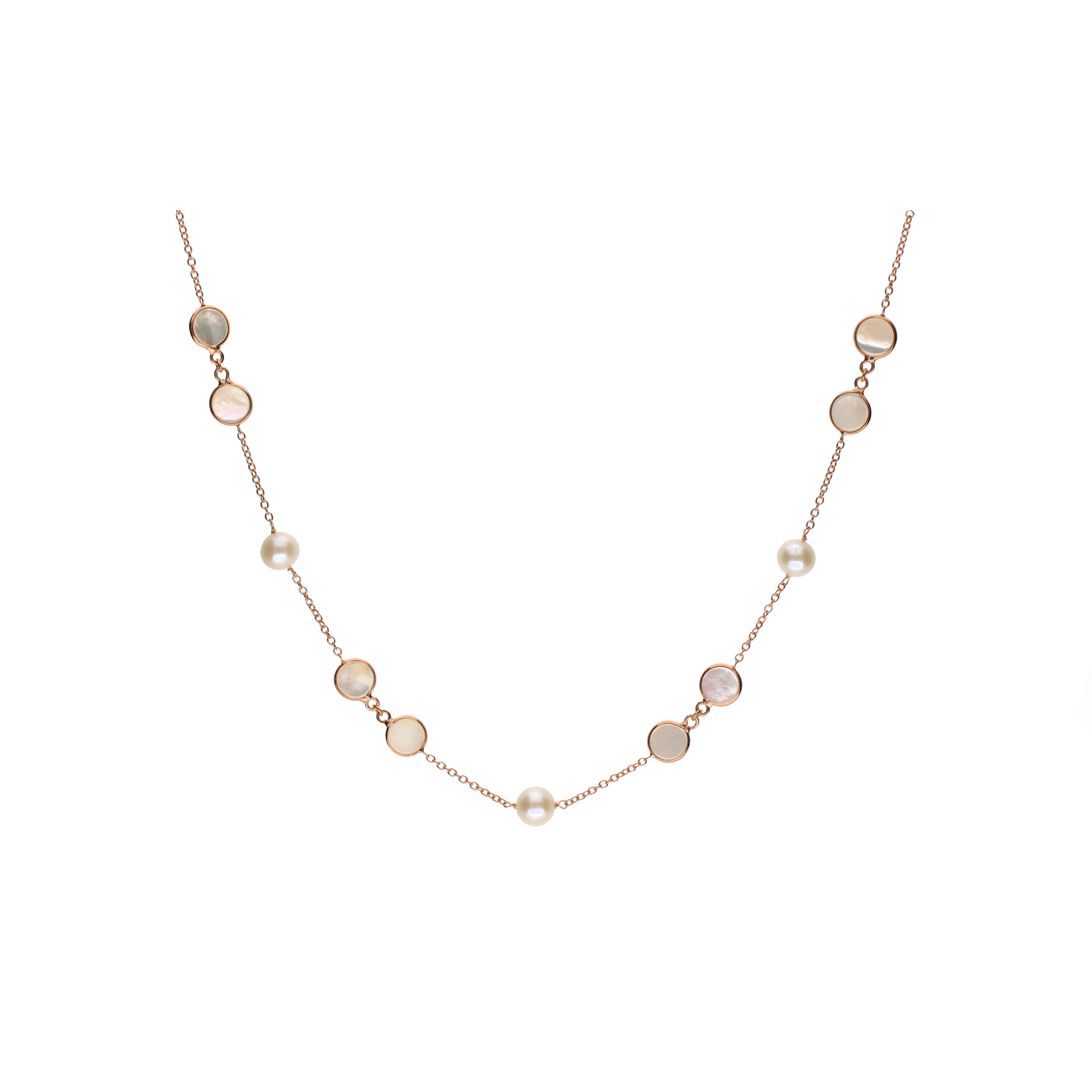 COLLANA GIROCOLLO IN ORO ROSA CON PERLE E MADREPERLA - 0002124B00