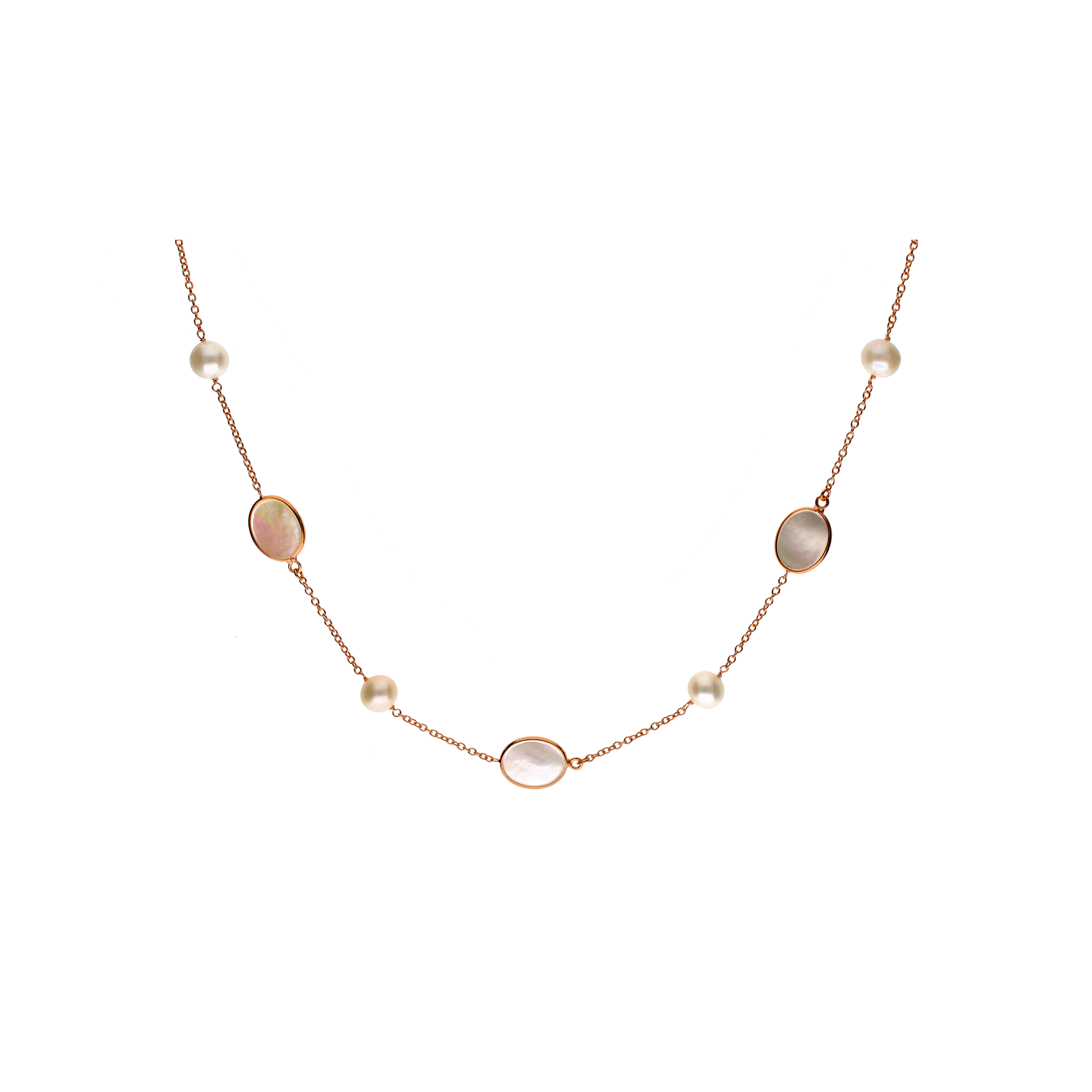 COLLANA GIROCOLLO IN ORO ROSA CON PERLE E MADREPERLA - 0002129BP0