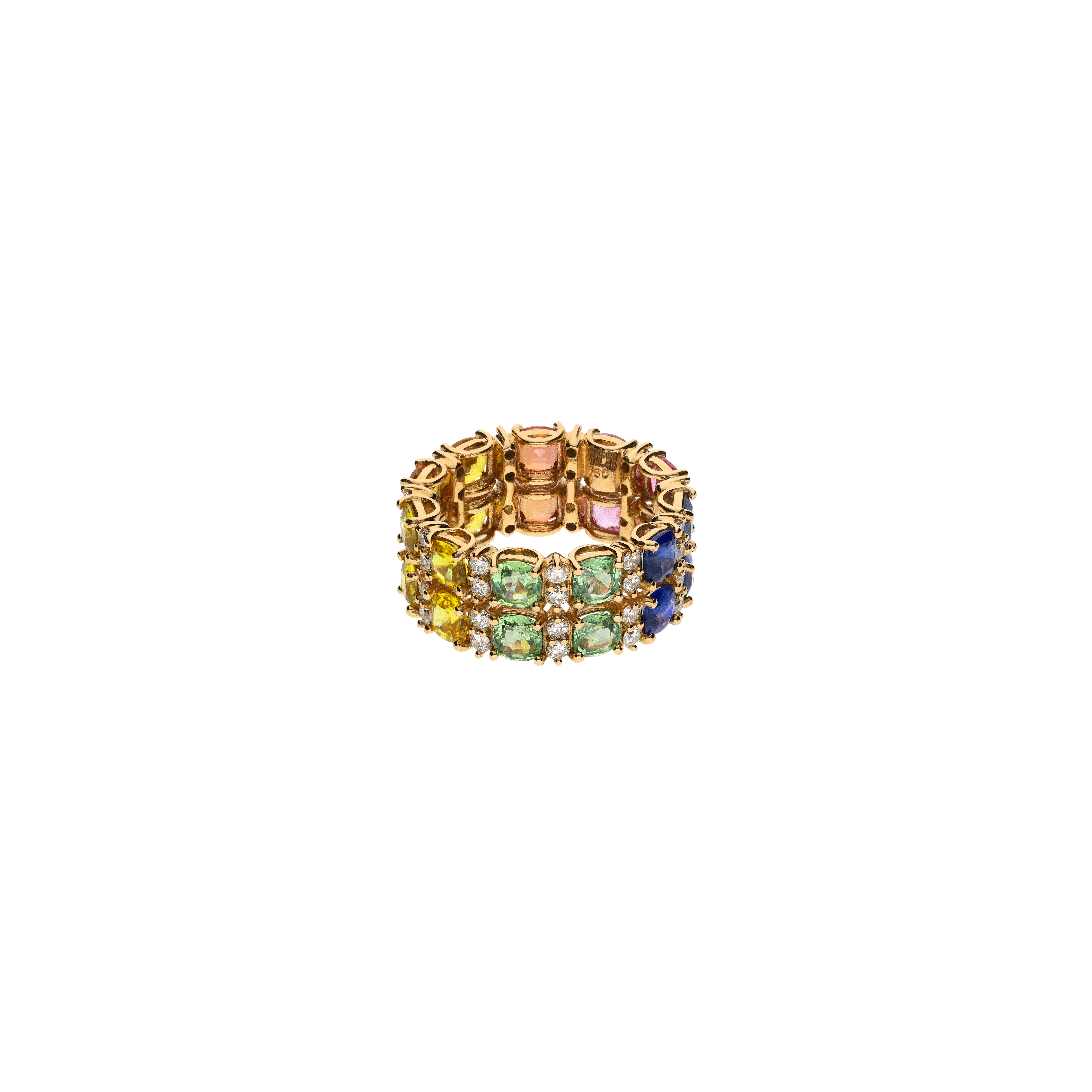 ANELLO RAINBOW IN ORO ROSA CON DIAMANTI E ZAFFIRI MULTICOLOR - AR2559/MS