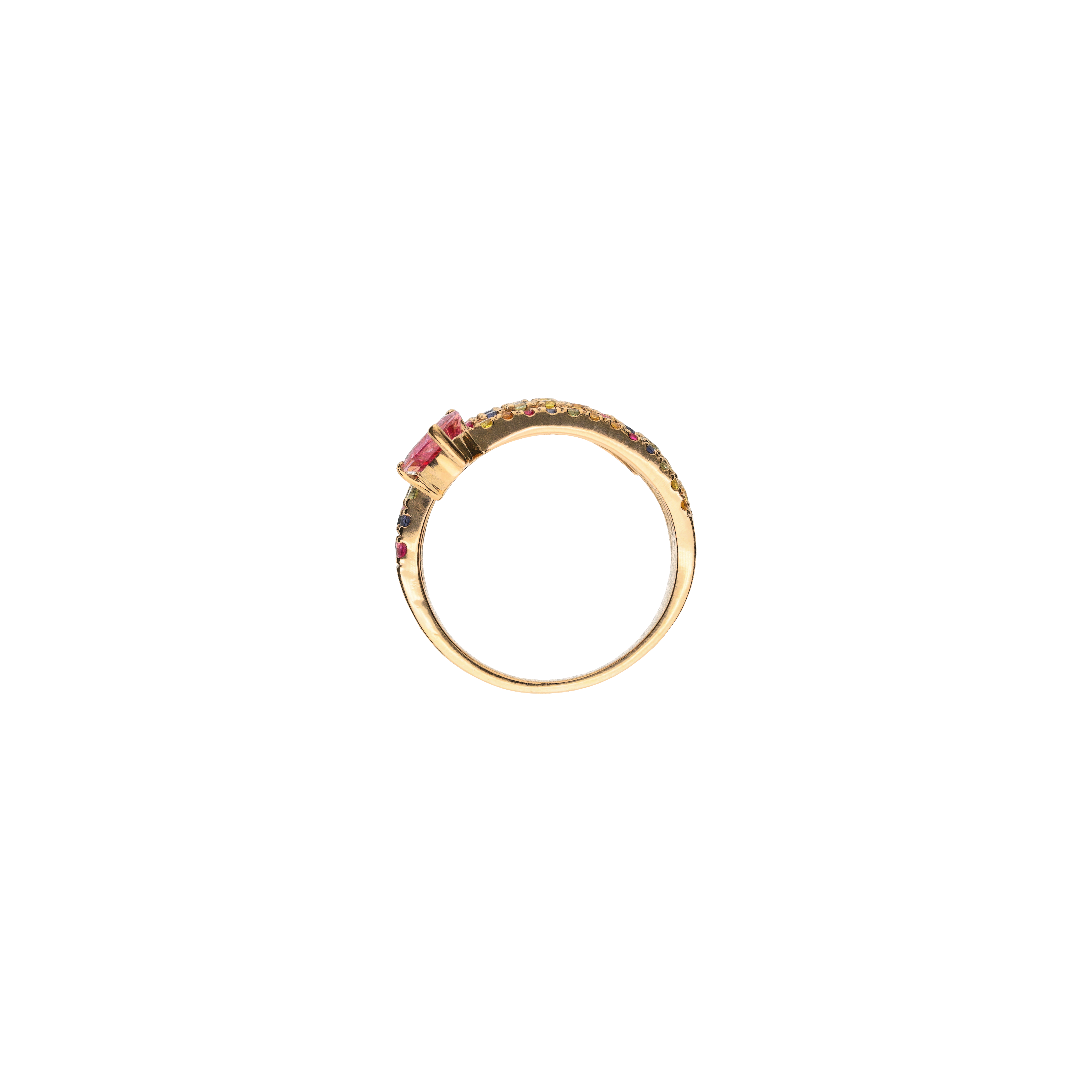 ANELLO RAINBOW IN ORO ROSA CON  DIAMANTI E ZAFFIRI MULTICOLOR - KR1217/MS