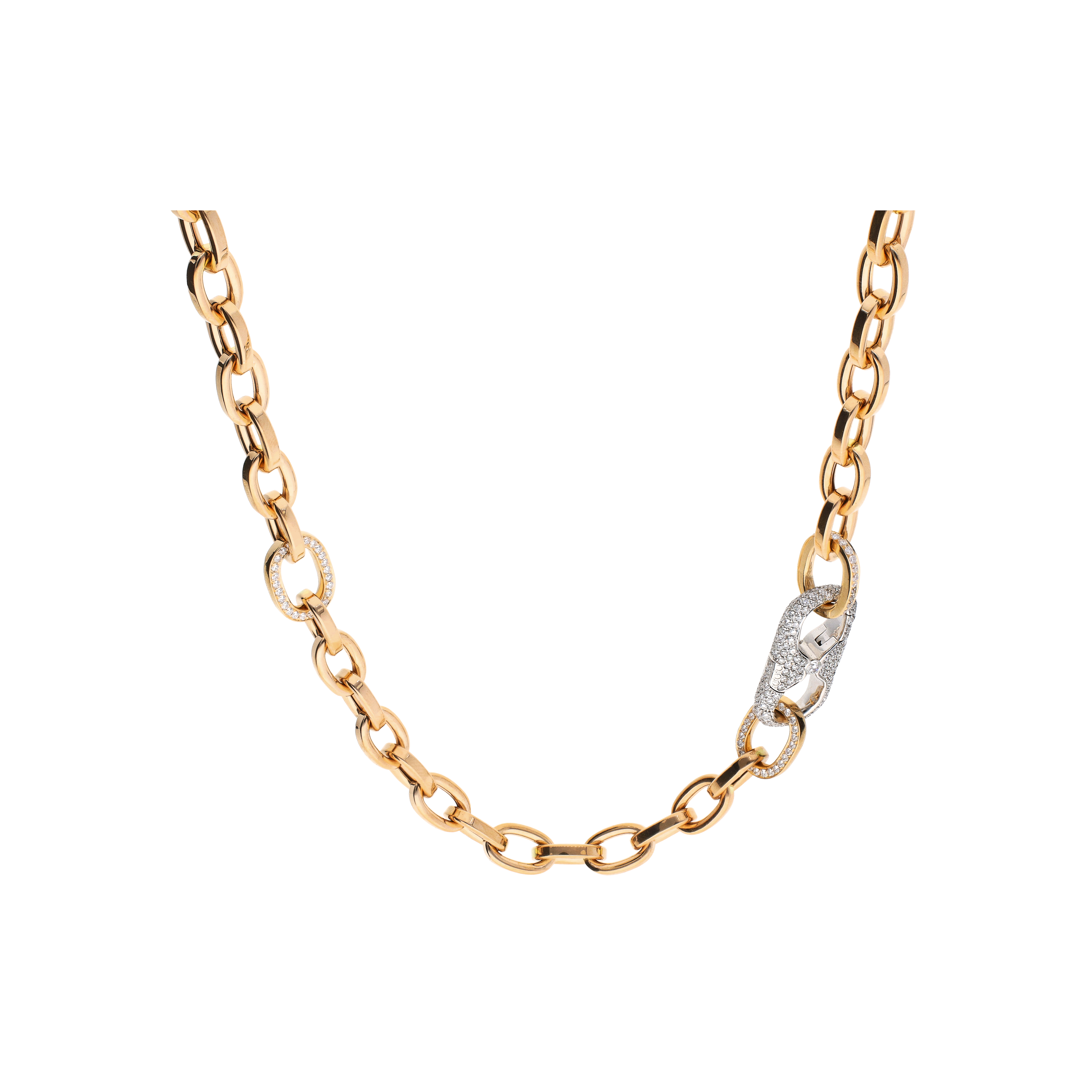 COLLANA IN ORO ROSA E  DIAMANTI CON CHIUSURA IN ORO BIANCO FULL PAVÉ DI DIAMANTI - 000-5264NS