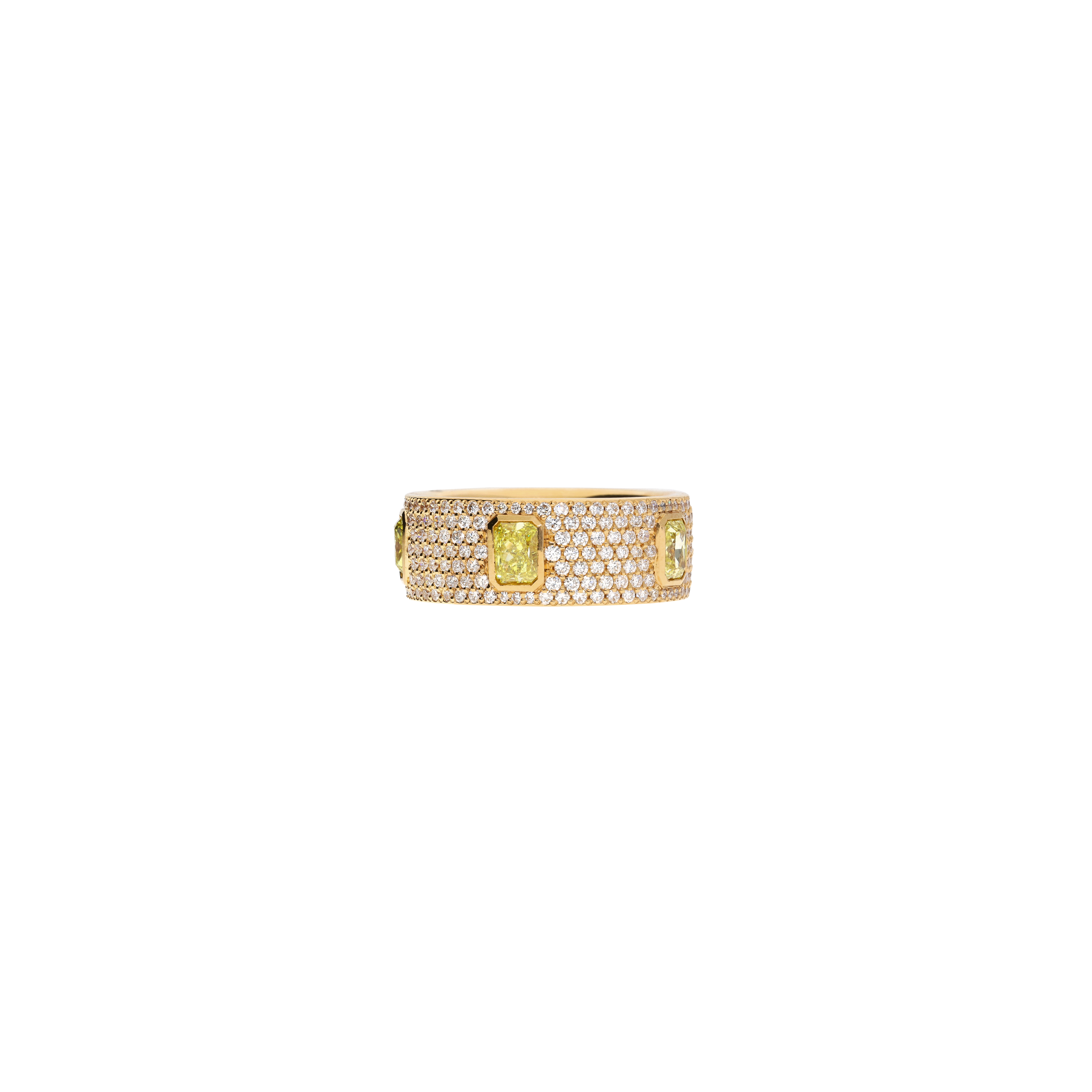 ANELLO IN ORO ROSA CON PAVE' DI DIAMANTI E DIAMANTI FANCY - 000-4750NS-DF