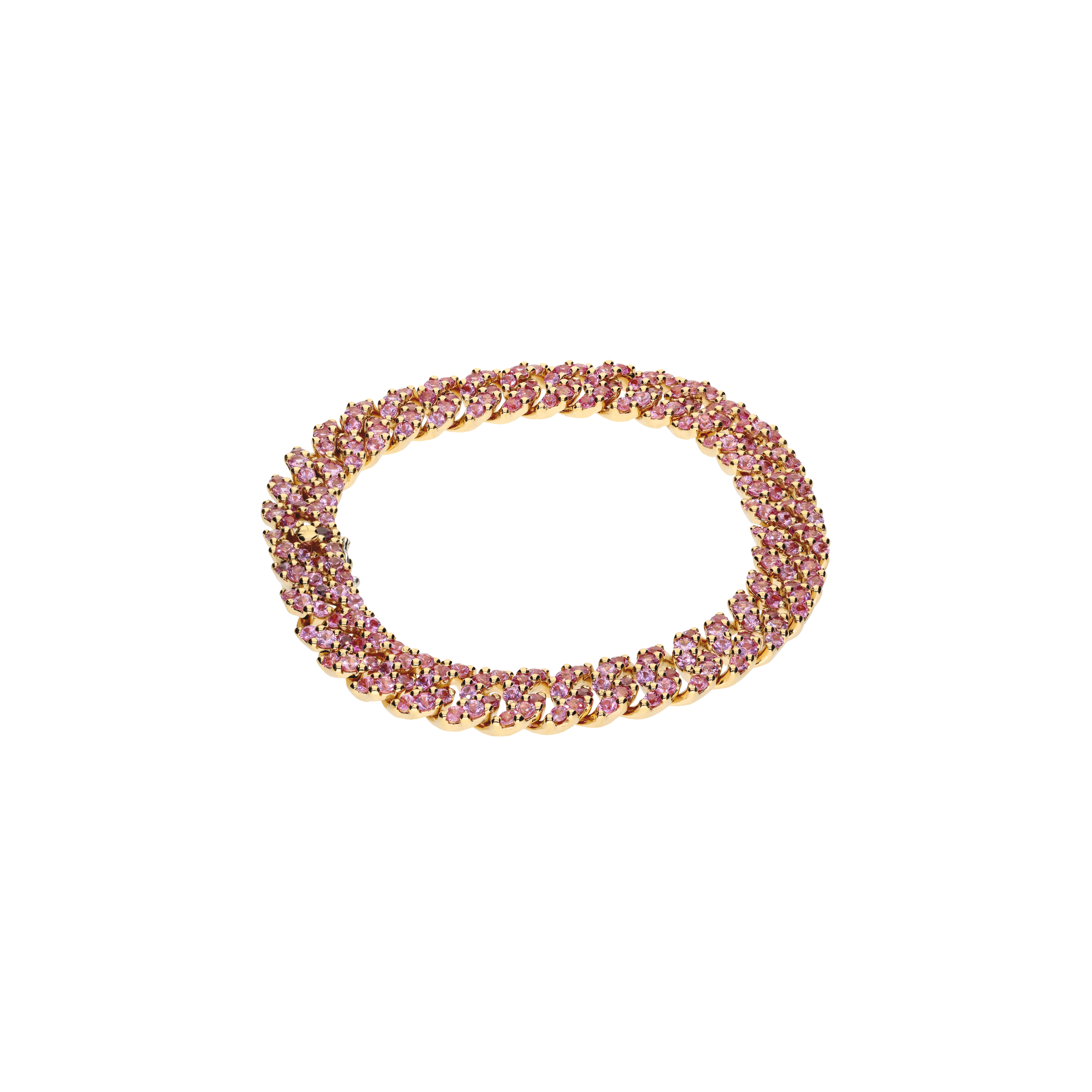 BRACCIALE GROUMETTE IN ORO ROSA E ZAFFIRI ROSA - 089-114NS-OR-ZR