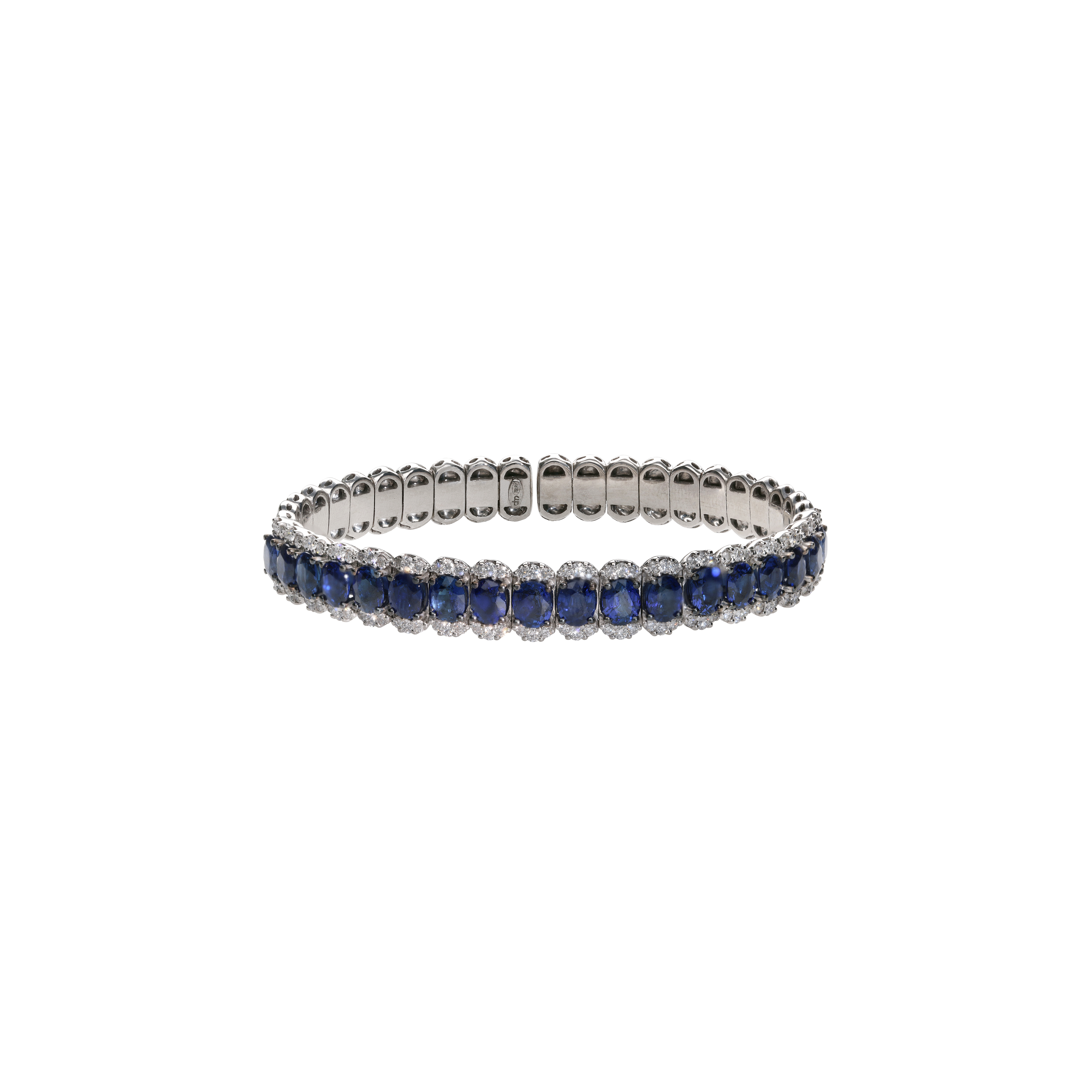 BRACCIALE RIGIDO IN ORO BIANCO CON DIAMANTI E ZAFFIRI BLU - 1PU0032191/5