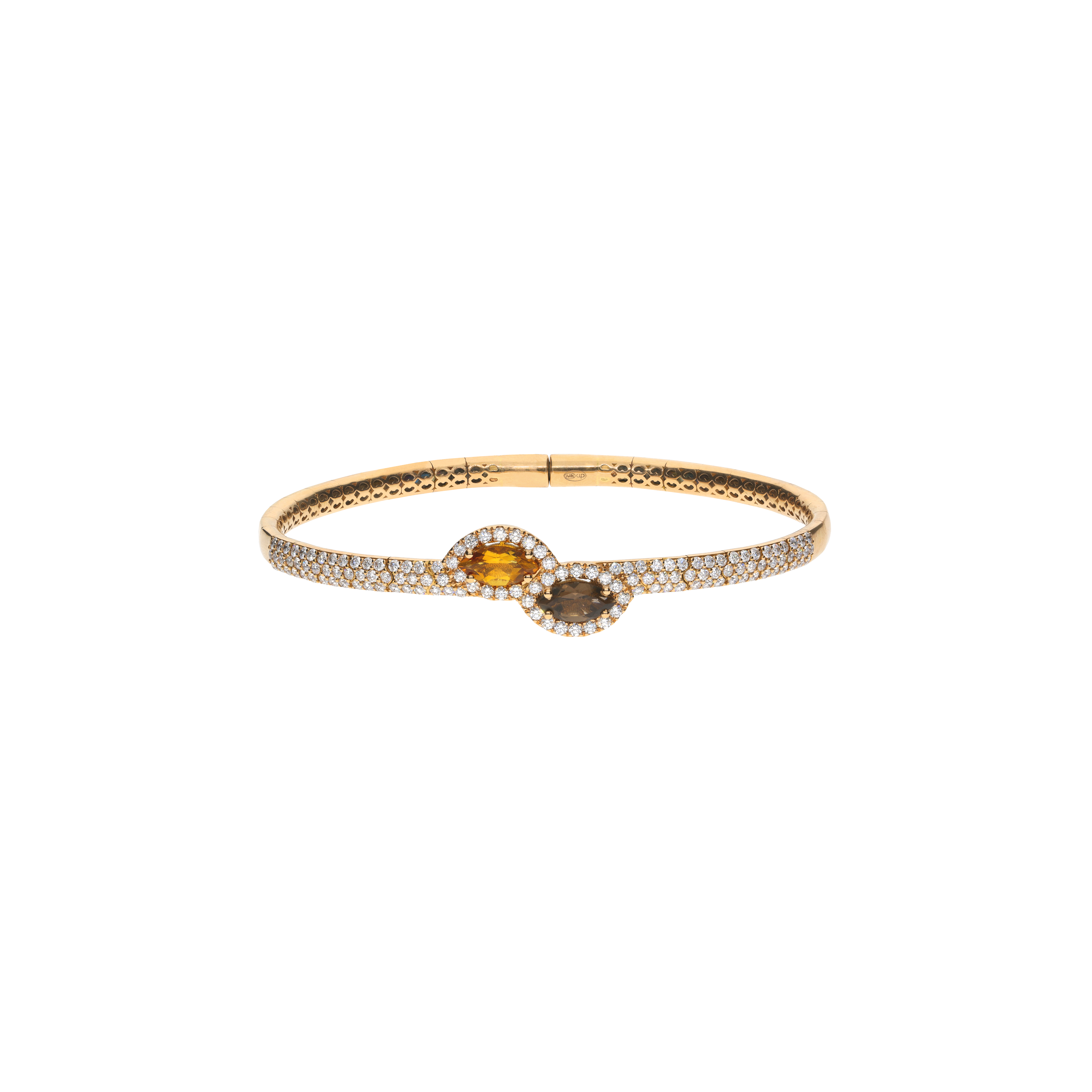 BRACCIALE RIGIDO IN ORO ROSA CON QUARZO CITRINO, QUARZO FUMÉ  E PAVÉ DI DIAMANTI - 1PU1482088/1