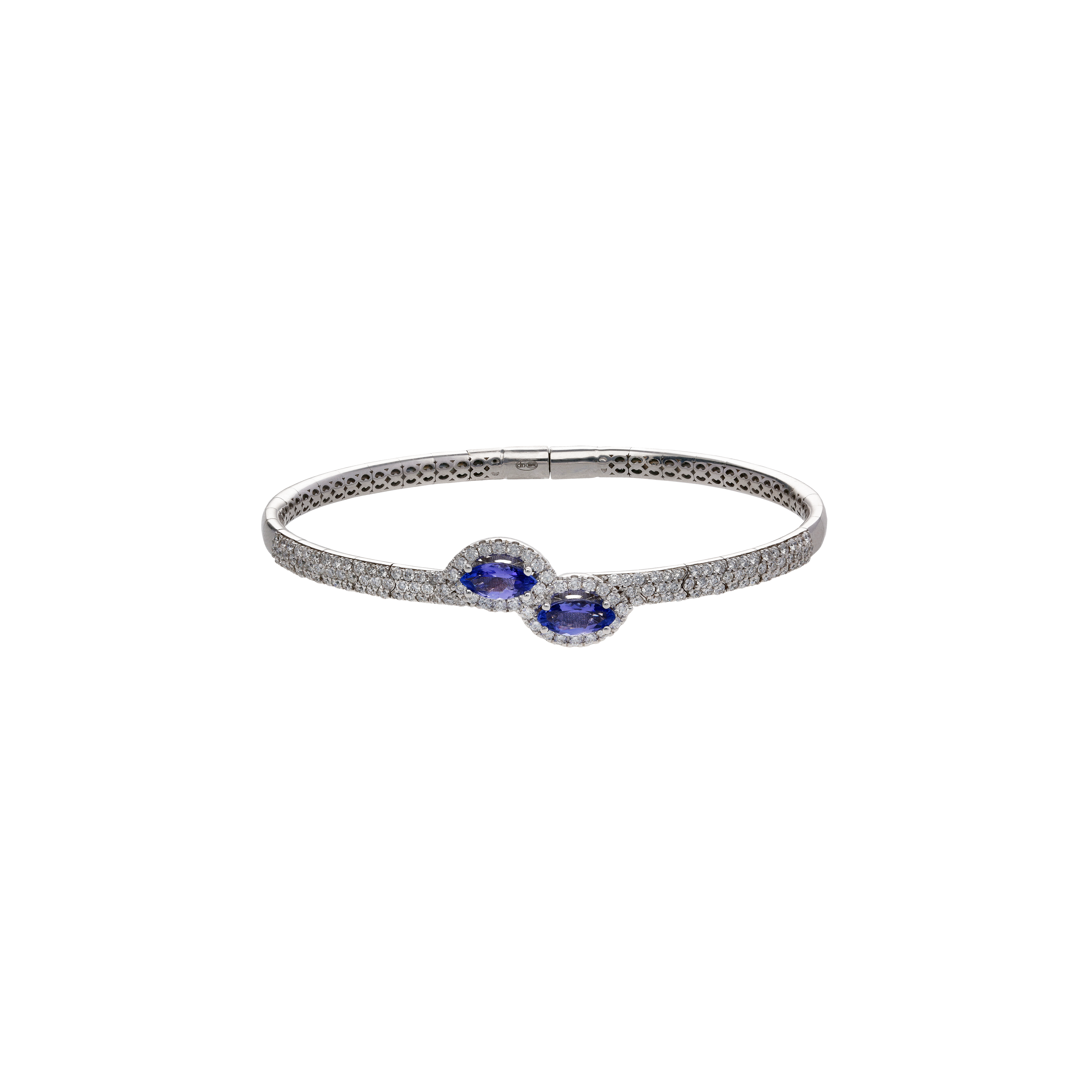 BRACCIALE RIGIDO IN ORO BIANCO CON TANZANITE E PAVÉ DI DIAMANTI - 1PU1482088/5