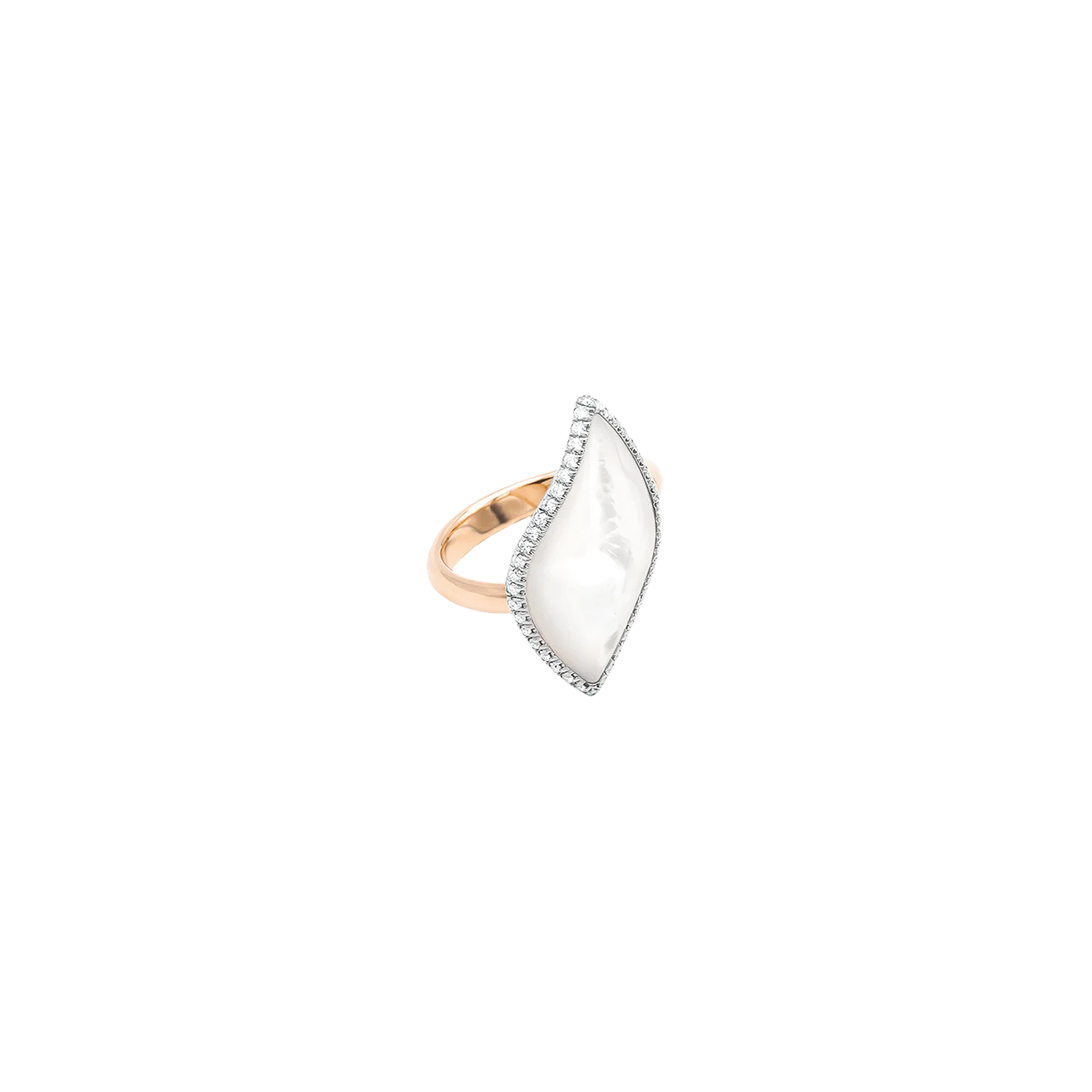 ANELLO NAVETTES IN ORO ROSA CON DIAMANTI E MADREPERLA - MAN75071RW - MAN75071RW