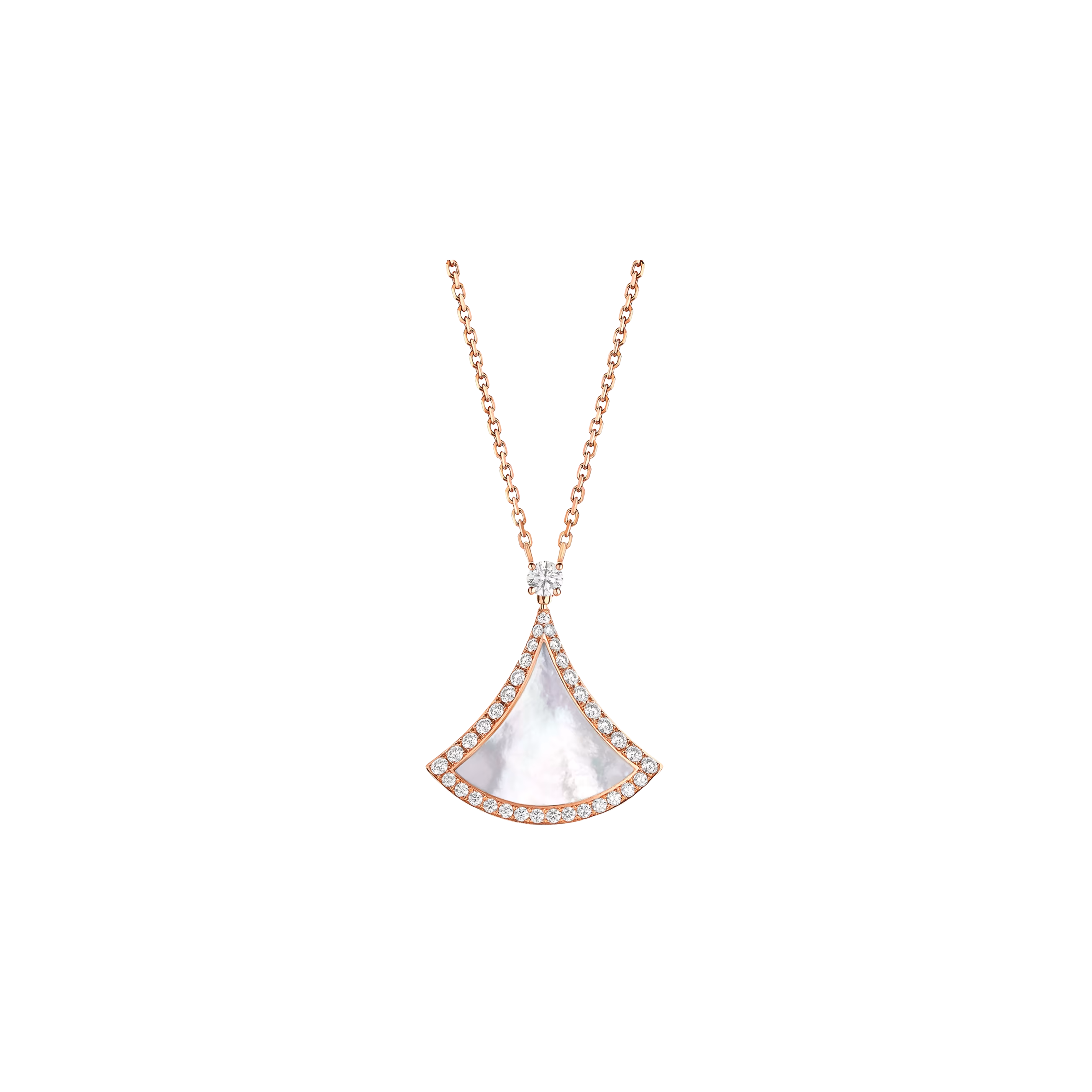 COLLANA CON PENDENTE DIVAS' DREAM IN ORO ROSA 18K CON ELEMENTO IN MADREPERLA E PAVÉ DI DIAMANTI -CL859262 - CL859262