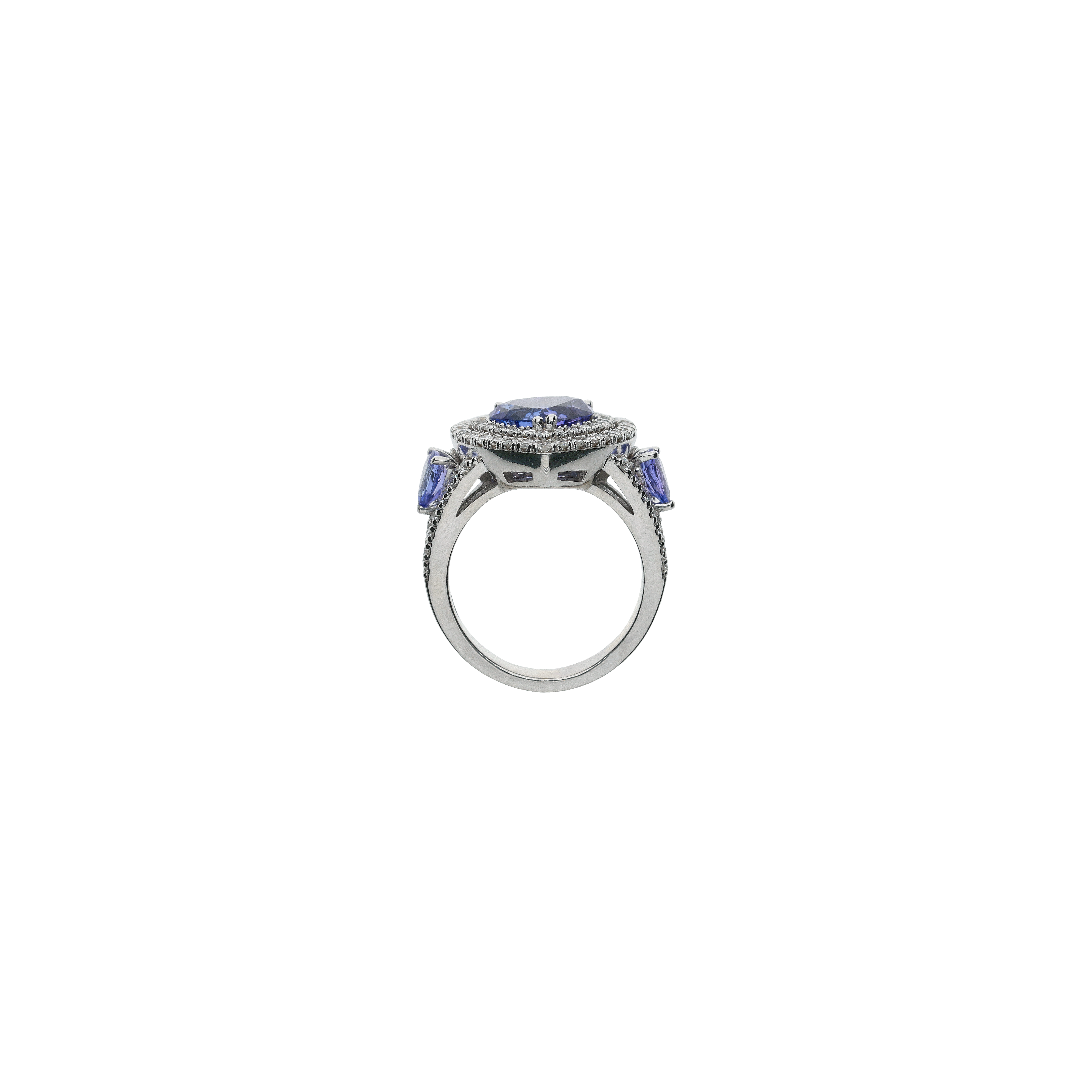 ANELLO CUORE IN ORO BIANCO CON PAVÉ DI DIAMANTI E TANZANITE - 1AN1480871/7