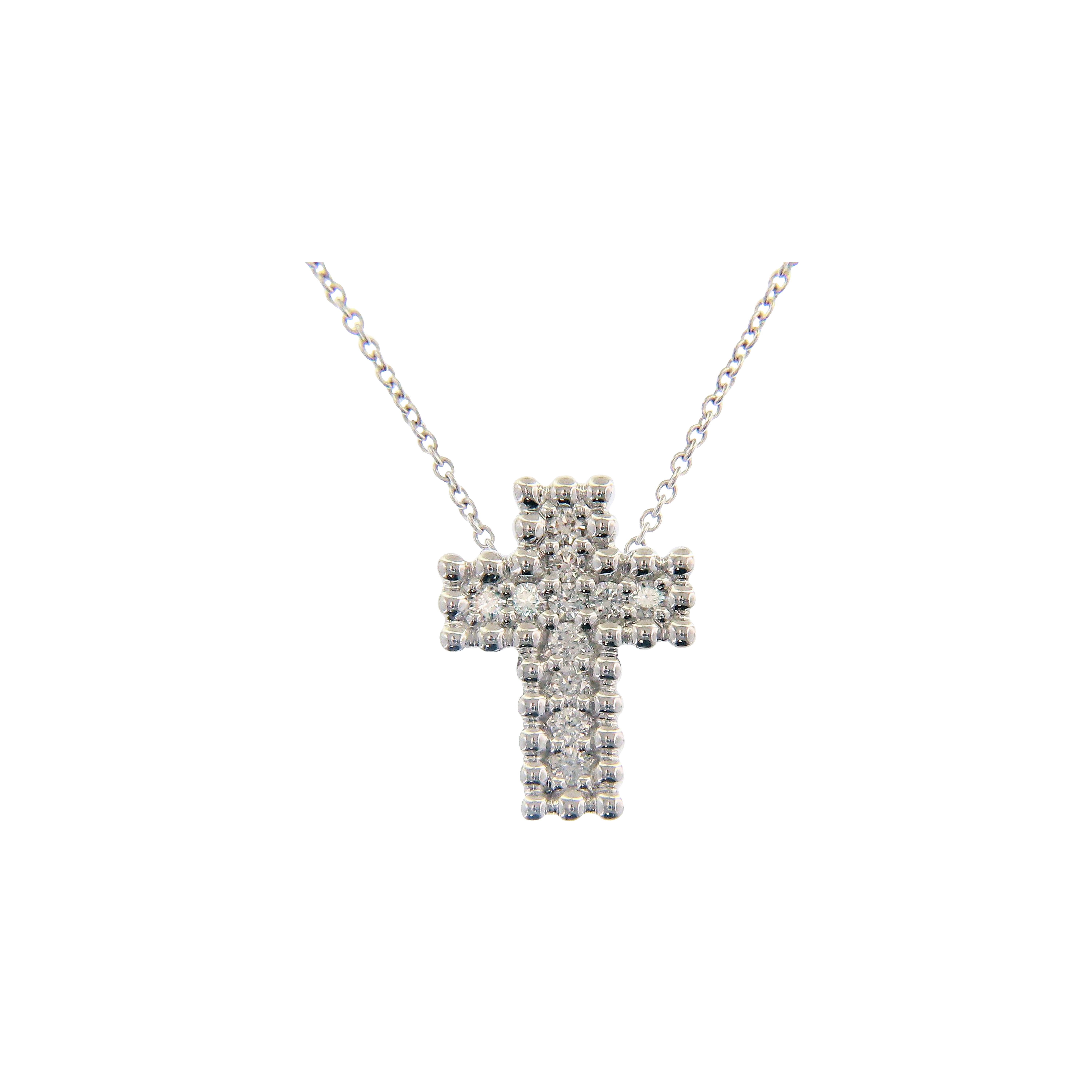 COLLANA IN ORO BIANCO CON  CROCE PENDENTE  IN PAVÉ DI DIAMANTI - VP25930DW