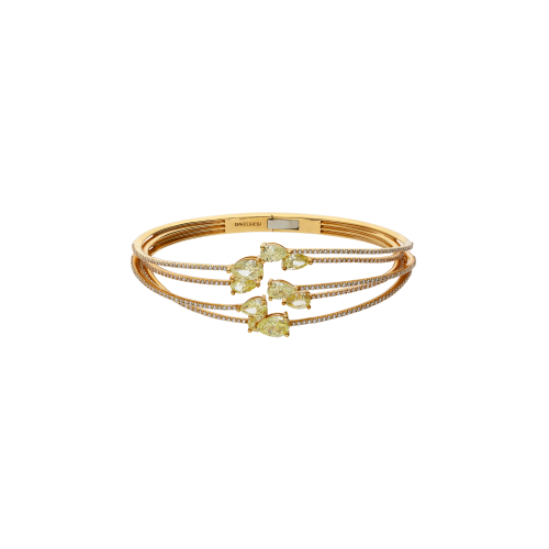 BRACCIALE RAMI IN ORO ROSA CON DIAMANTI FANCY YELLOW E PAVÉ DI DIAMANTI BIANCHI - VBH03153DDYP