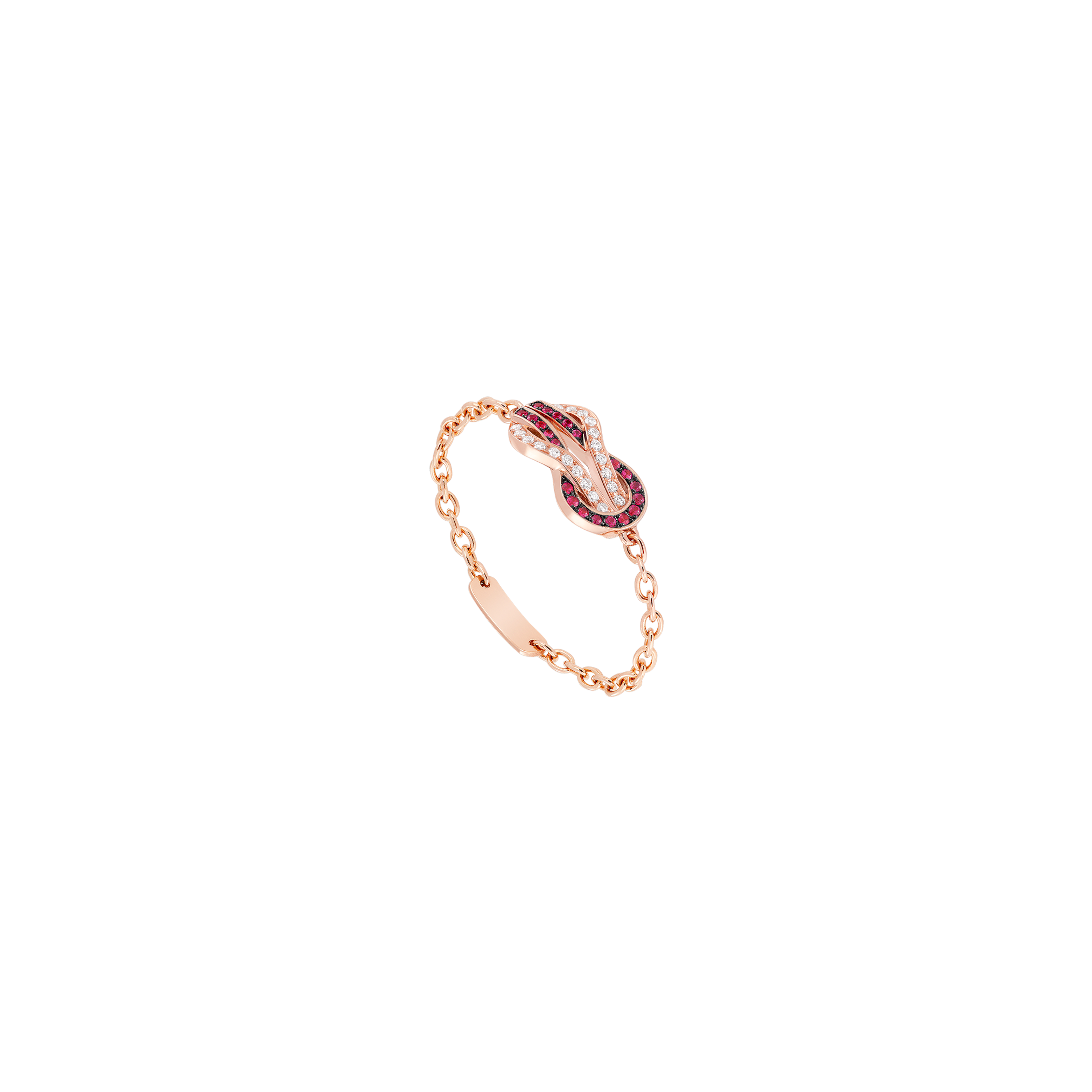 ANELLO CHANCE INFINIE CATENA MEDIA IN ORO ROSA CON DIAMANTI E RUBINI - 4B0964 - 4B0964