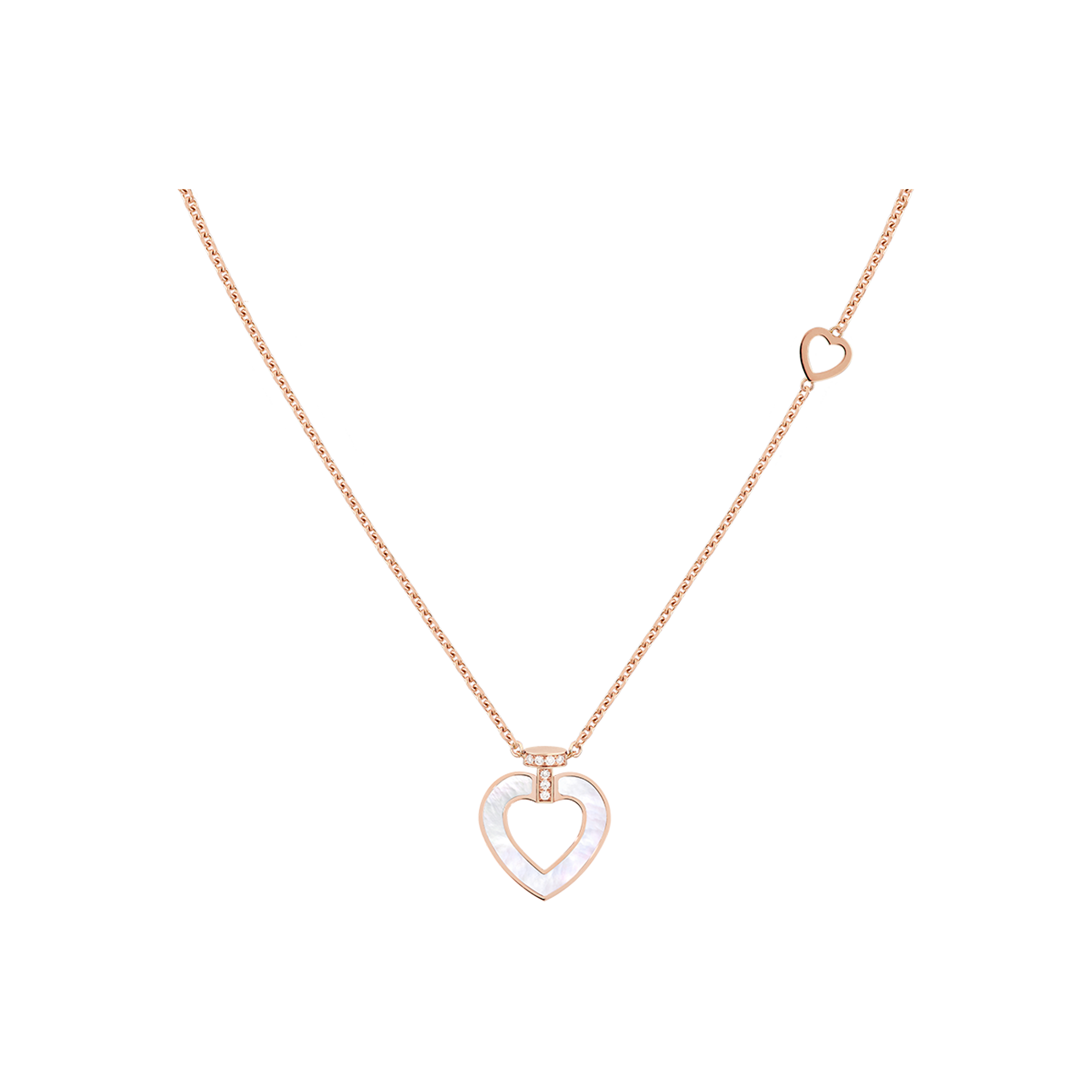 COLLANA CHANCE INFINIE LUCKY MEDALS MODELLO PICCOLO IN ORO ROSA E DIAMANTI CON ONICE E MADREPERLA - 7B0275 - 7B0275