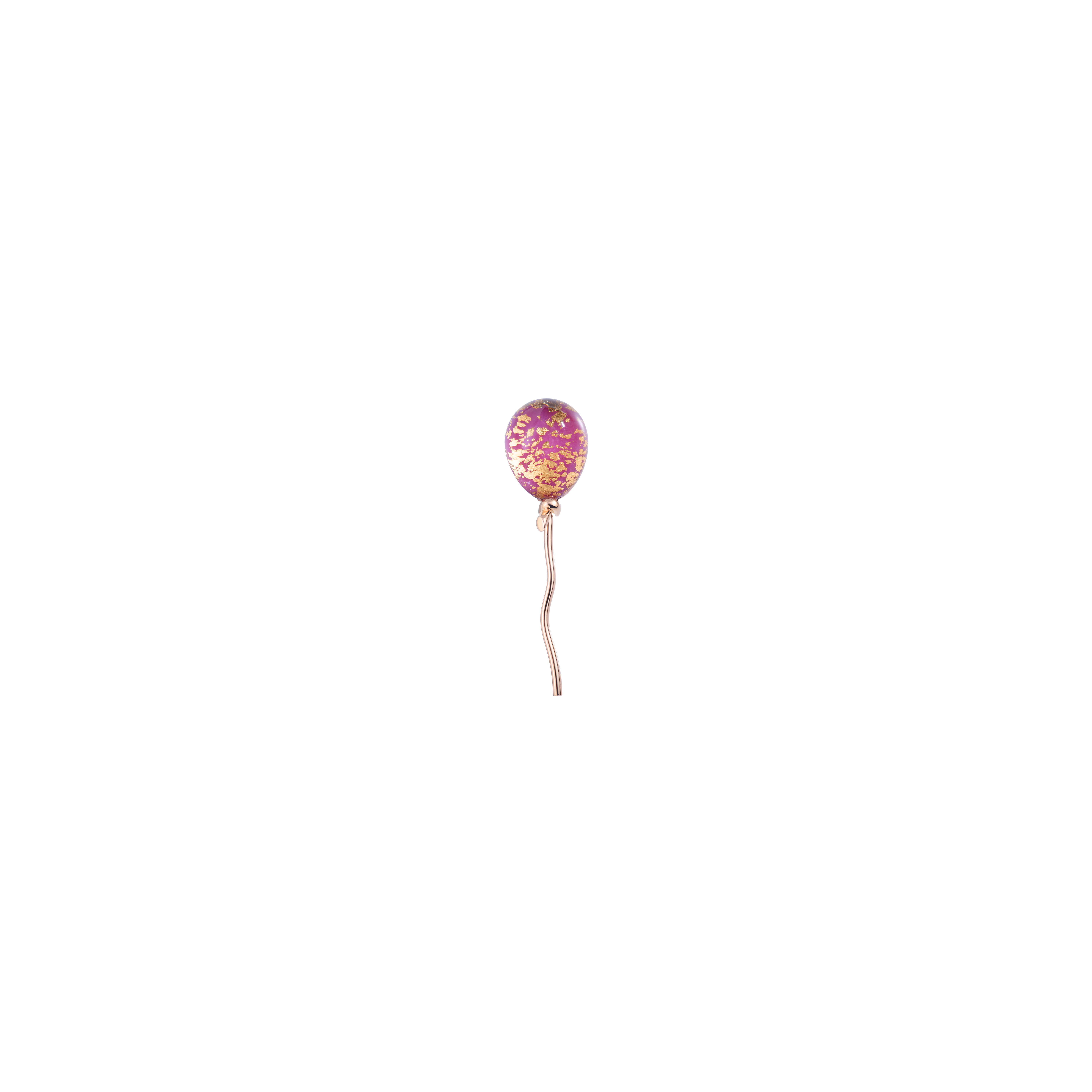 ORECCHINO SINGOLO PALLONCINI IN ORO ROSA CON RODONITE, CRISTALLO DI ROCCA E FOGLIA D'ORO - 000168MB303